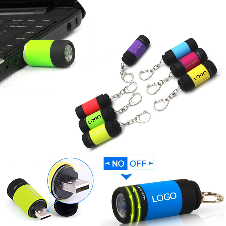 USB Charging LED Mini-Torch Flashlight With Keychain
