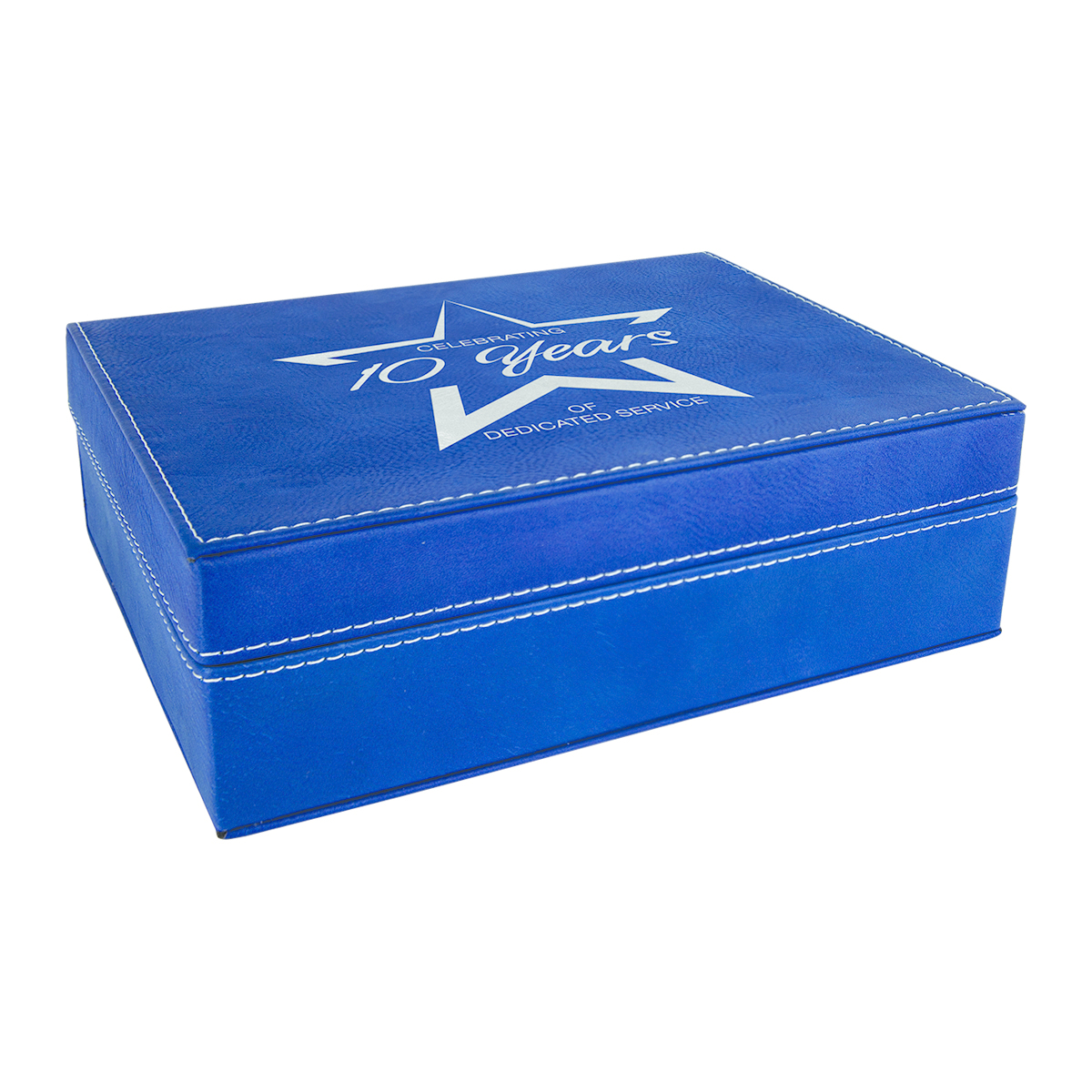 8" x 6 3/8" Blue/Silver Leatherette Premium Gift Box