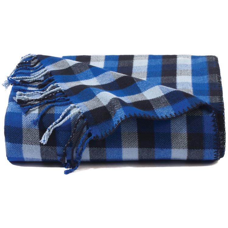 Blue Plaid Bamboo Throw Blanket 2