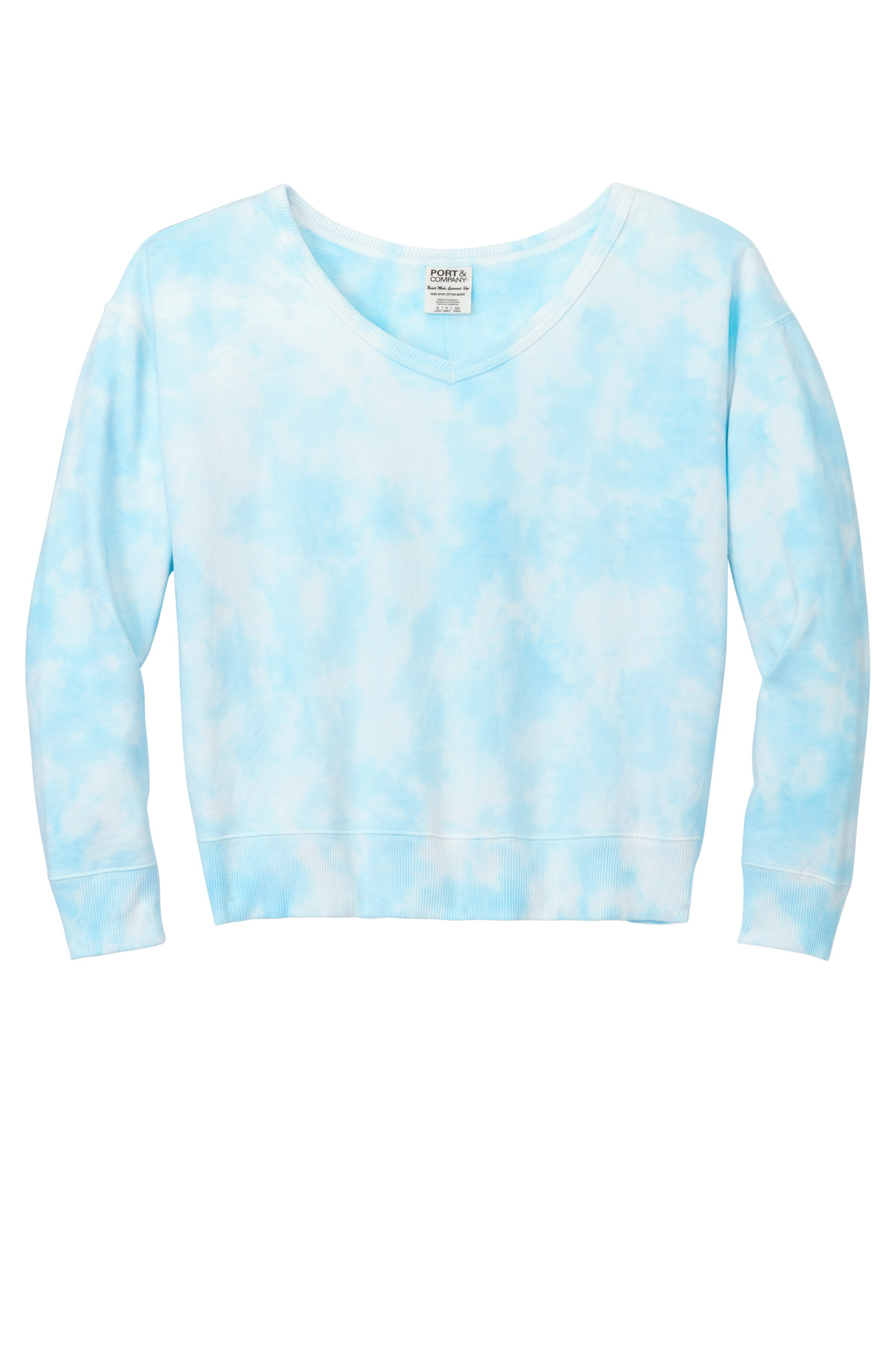 Port & Co Women's Beach Wash Cloud Tie-Dye V-Neck Sweatshirt LPC140V 8