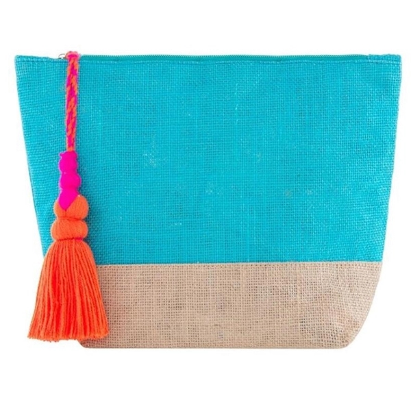 Burlap Cosmetic Bag with Tassel charm 3