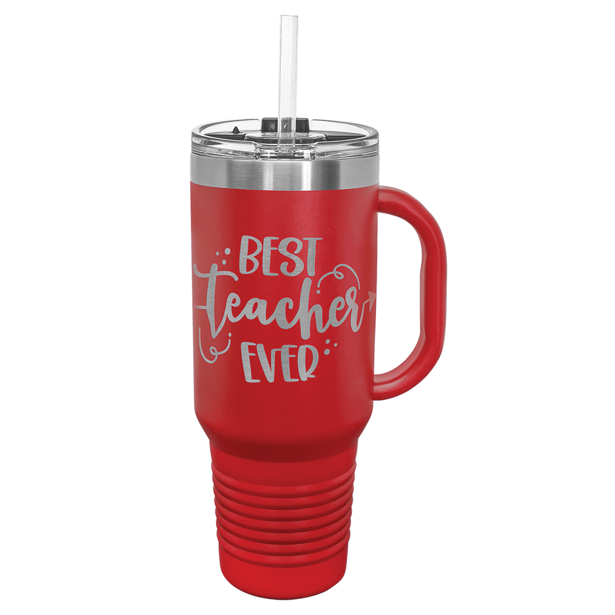 Polar Camel 40 oz. Red Travel Mug with Handle, Straw Included 3