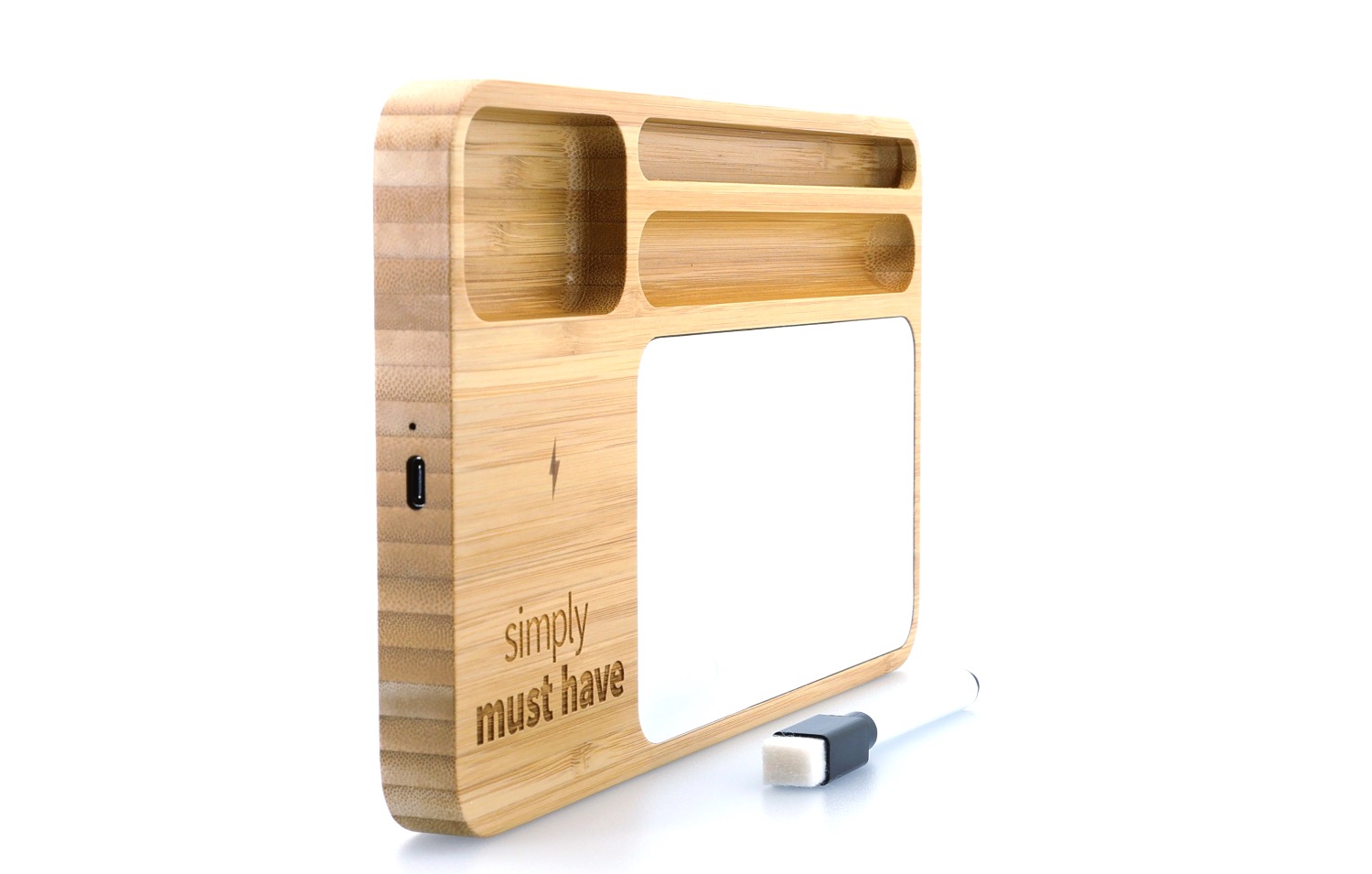 Bamboo 10W Wireless Charging Base with Dry Erase Board 85