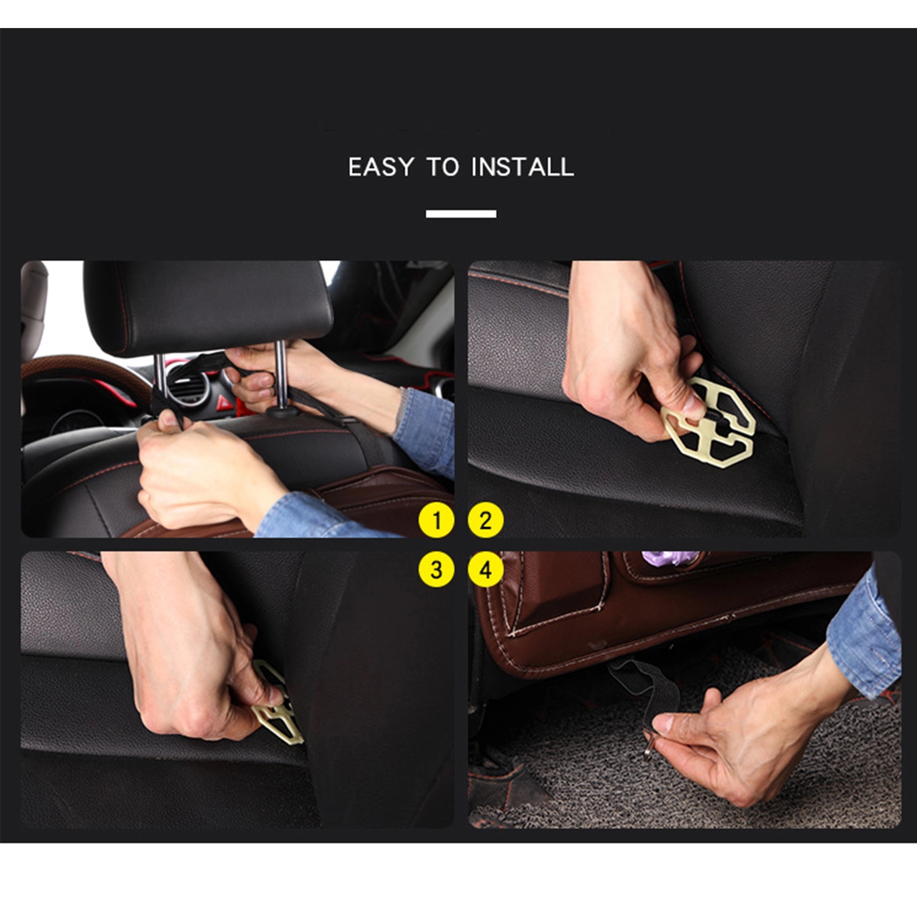 Car Backseat Storage Organizer with Trash Table PU Leather 5