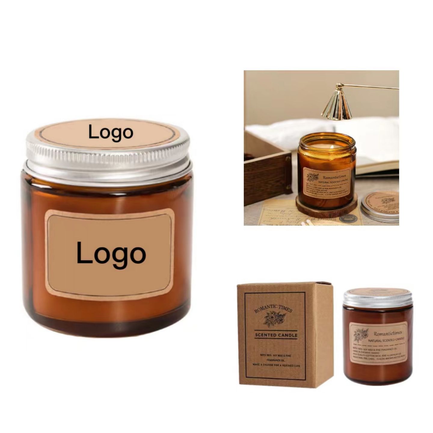 Vintage Plain Amber Soybean Wax Candle 2