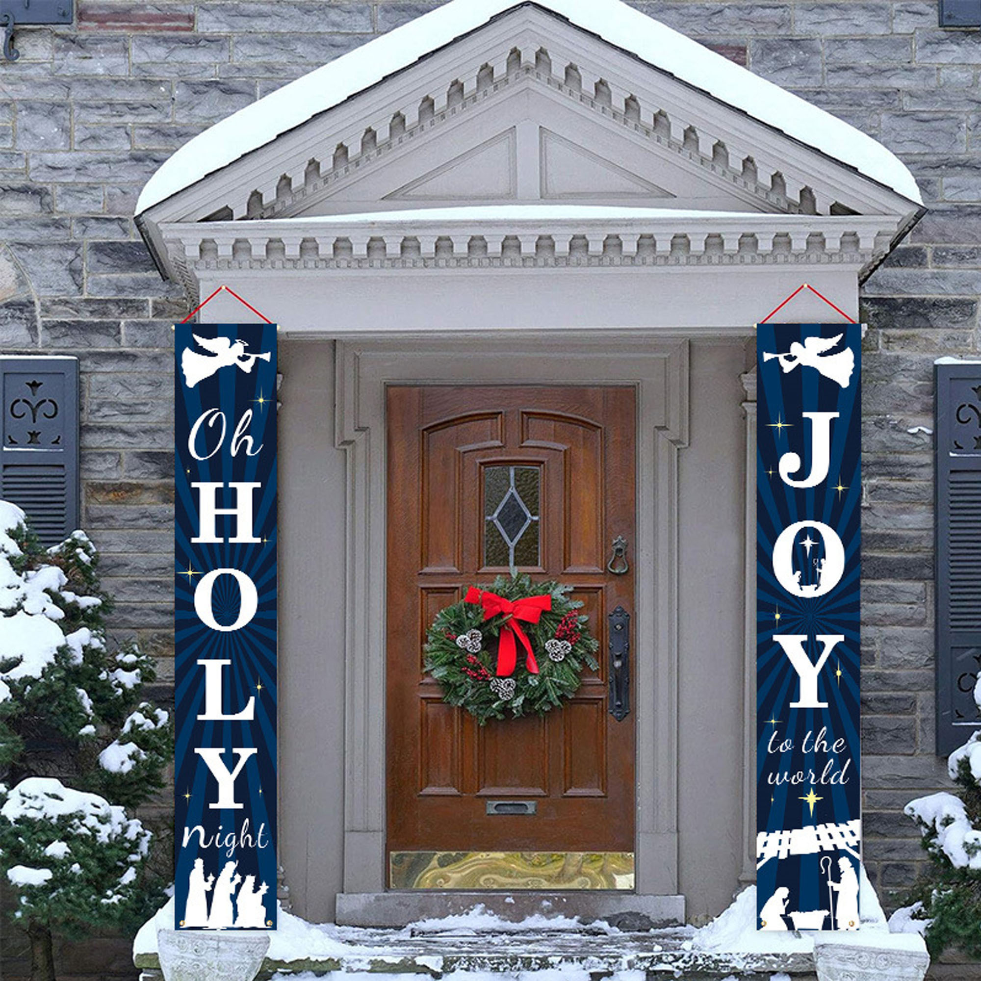 Festive Christmas Background Cloth Door Curtain & Couplets 6