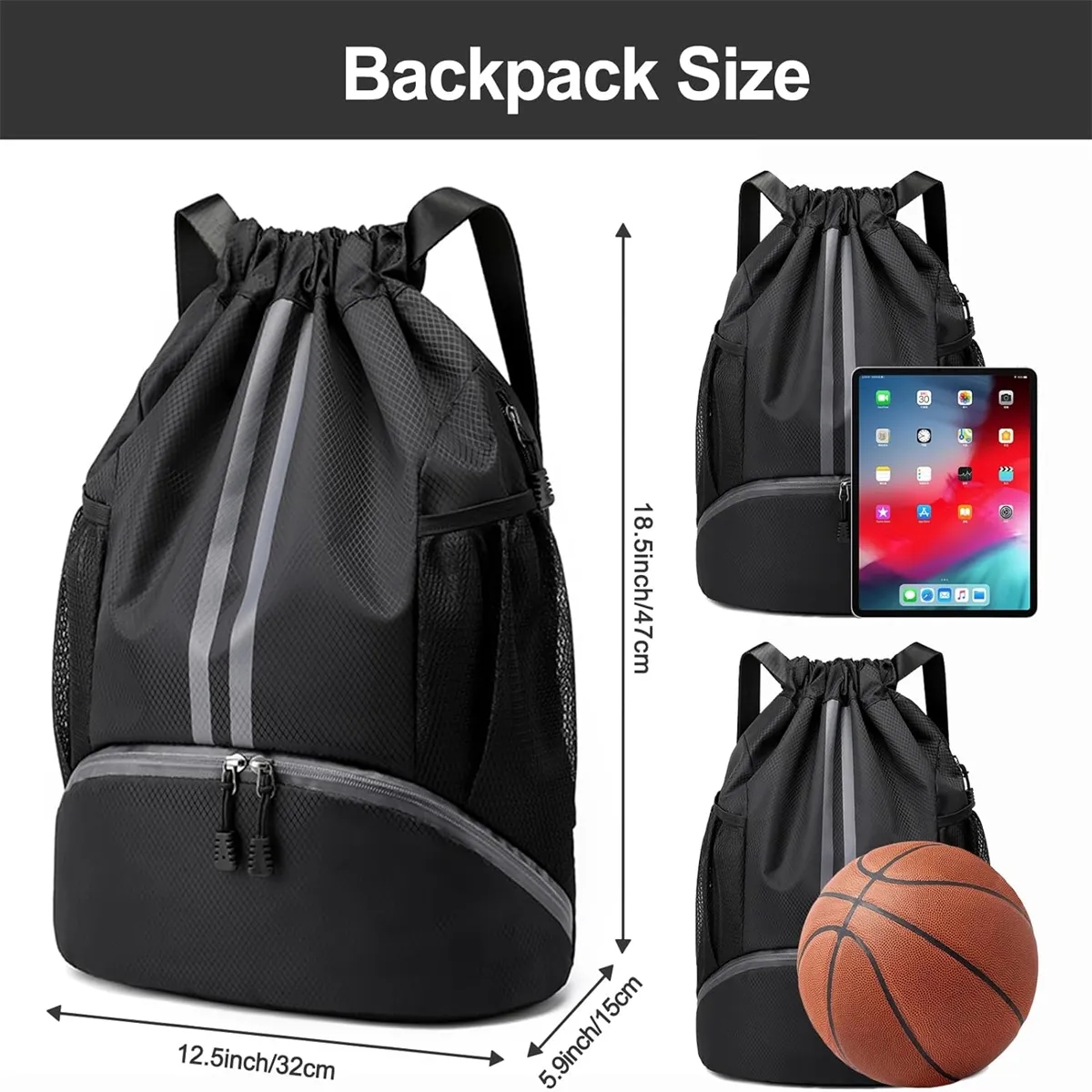 Drawstring Backpack with Shoe Compartment 5
