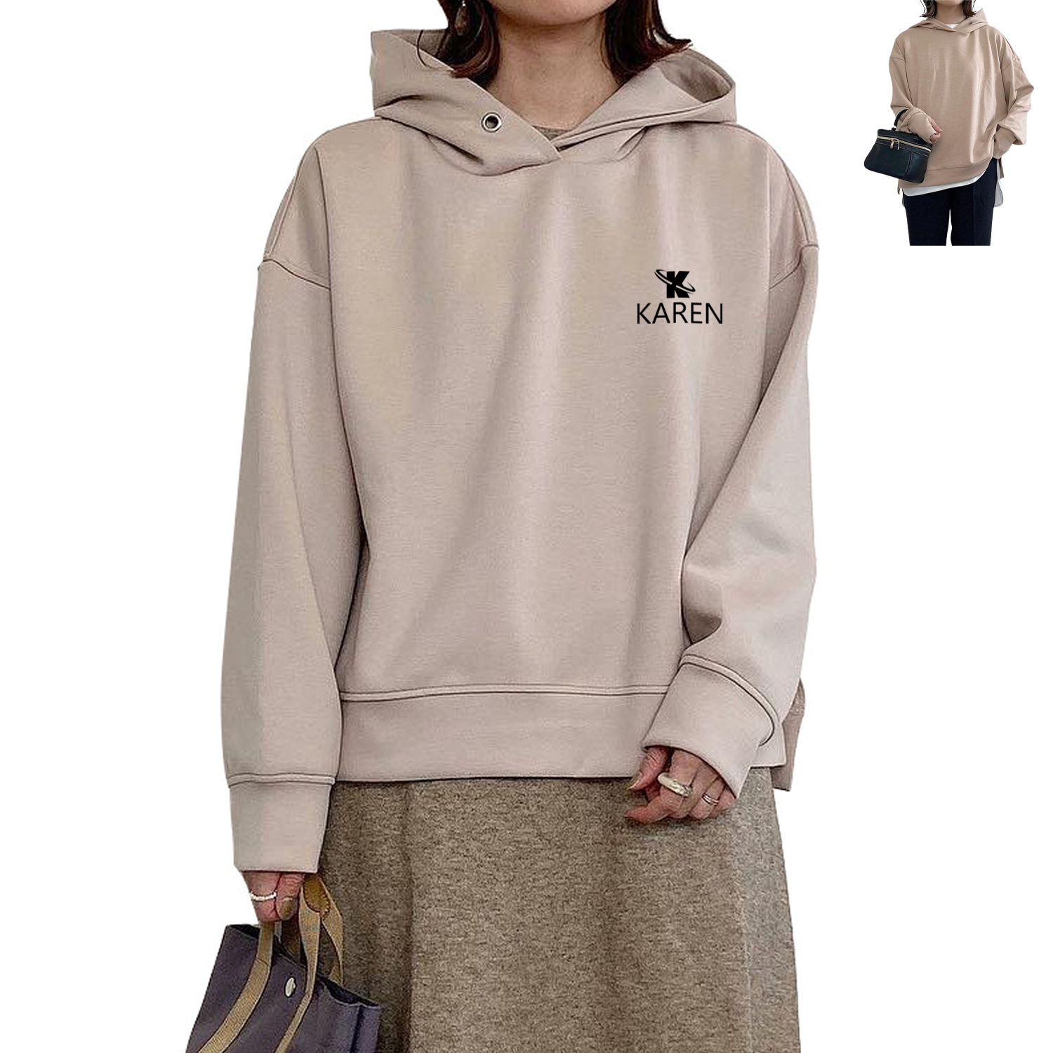 Oversized Long Sleeve Hoodie, custom hoodie or sweatshirt with logo imprint 1