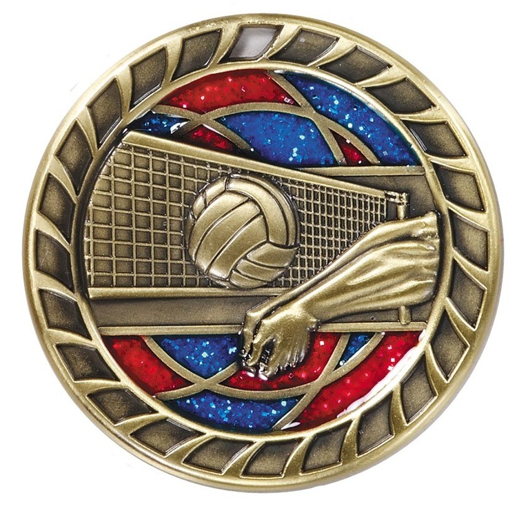 Volleyball Glitter Medal, 2 1/2" 2