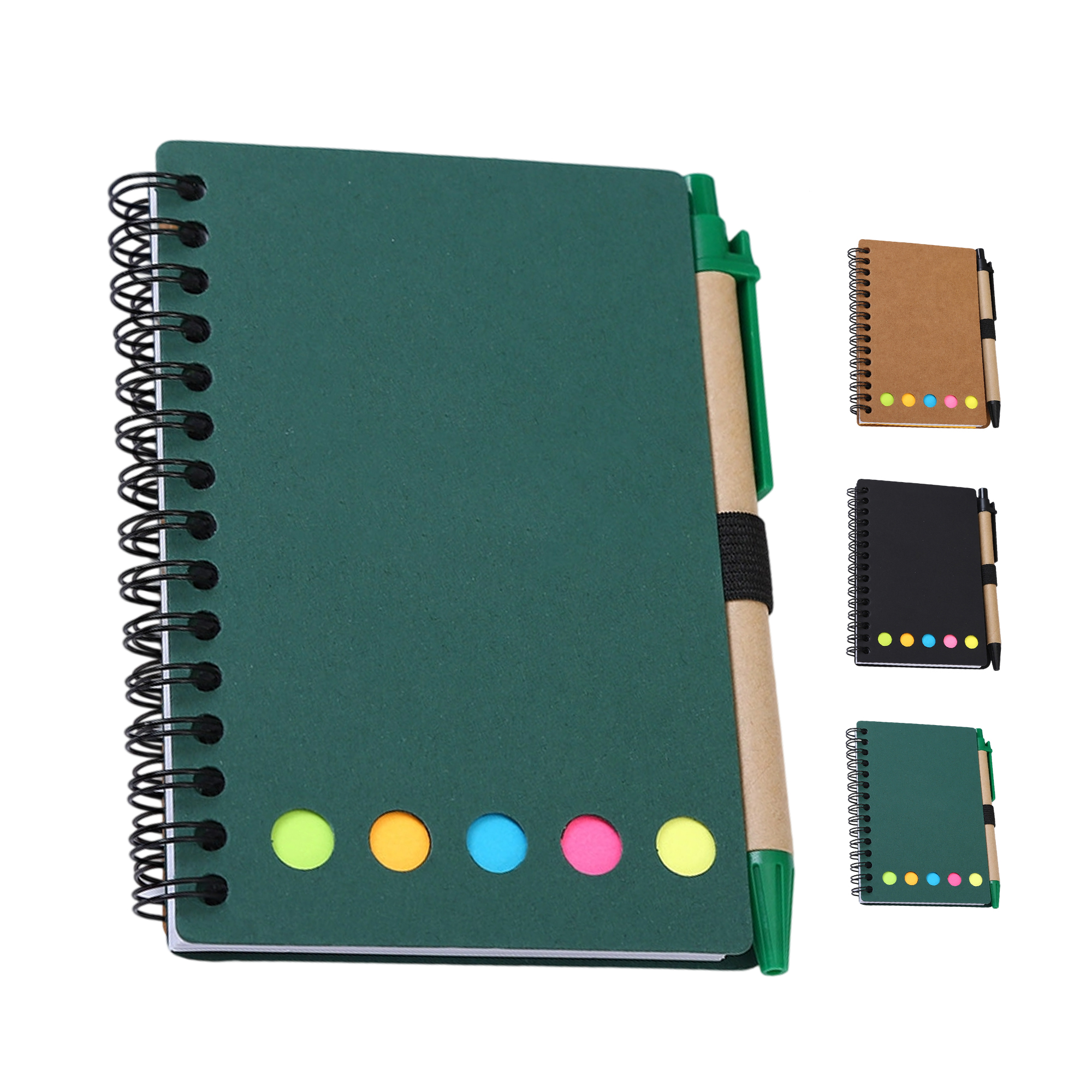 Kraft Paper Spiral Jotter Notebook With Pen And Sticky Flags 4