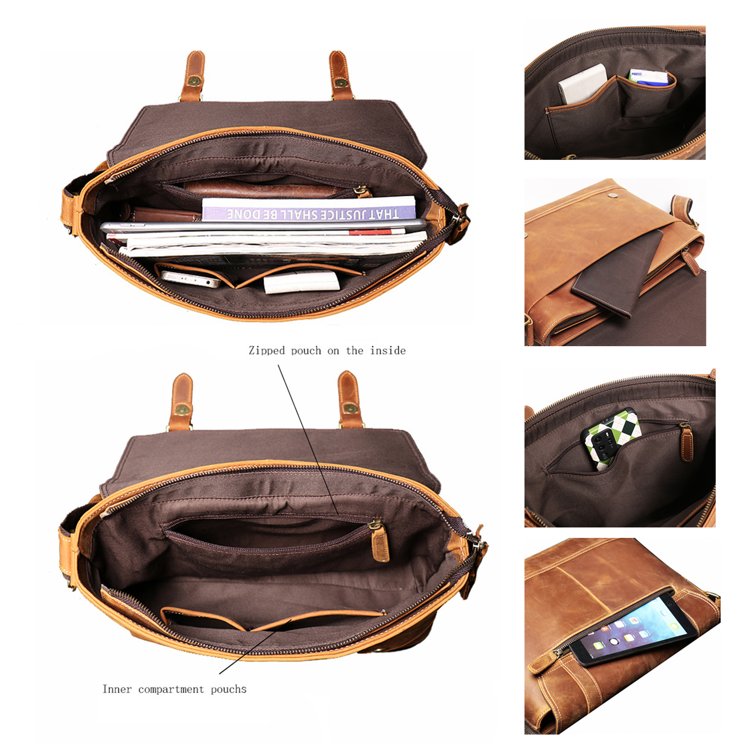Crazy Horse Leather Messenger Bag 3