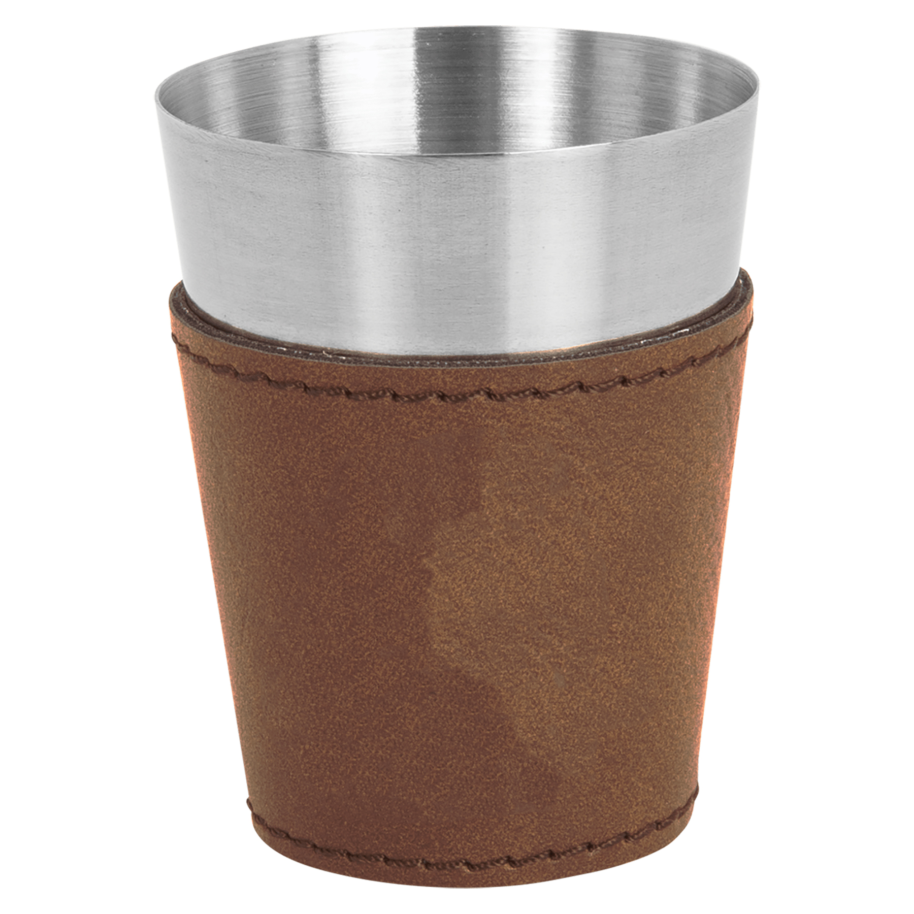 2oz. Dark Brown Leatherette & Stainless Steel Shot Glass 3