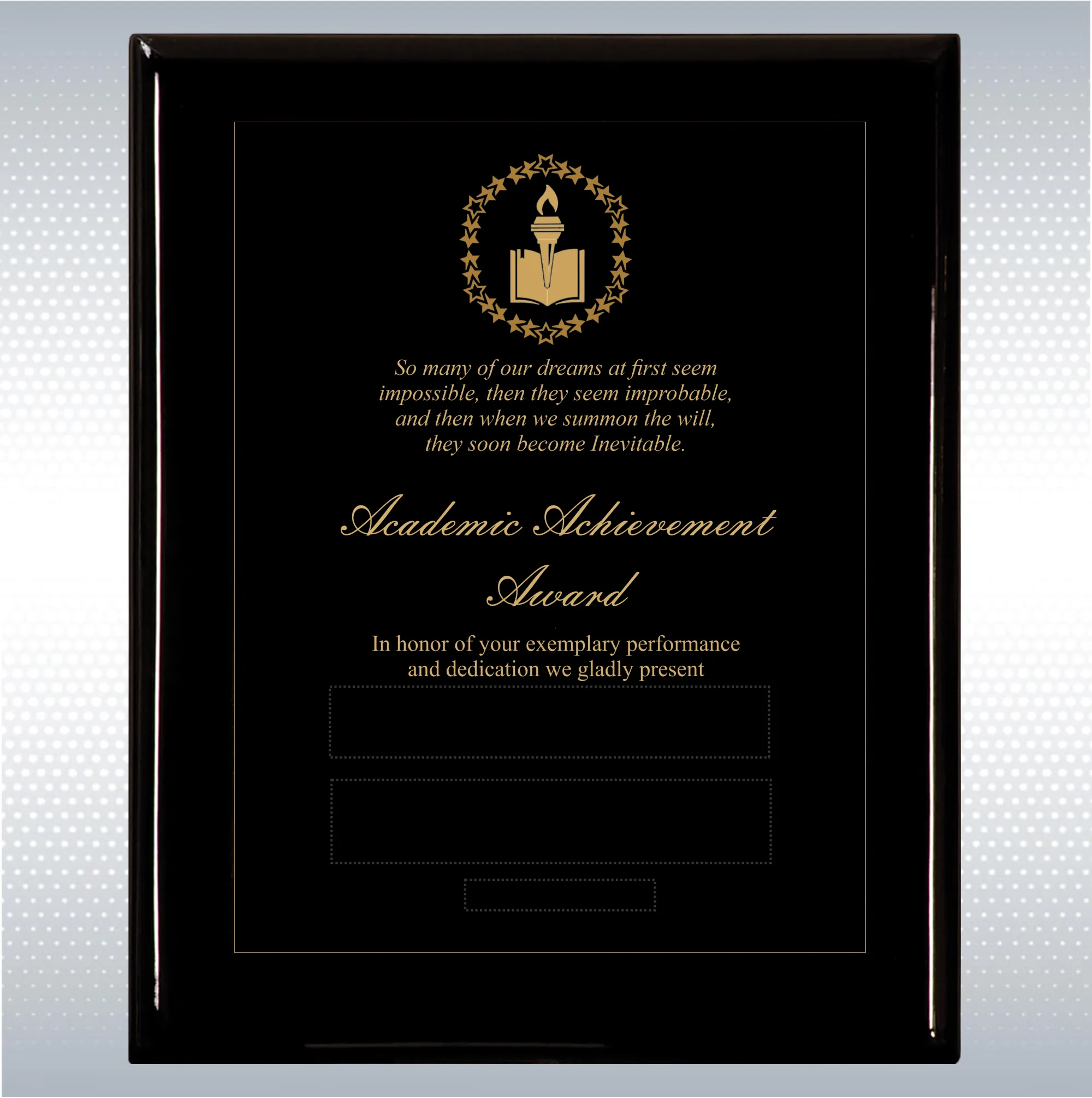Black Piano Finish Wood Plaque Academic Achievement Gift 13
