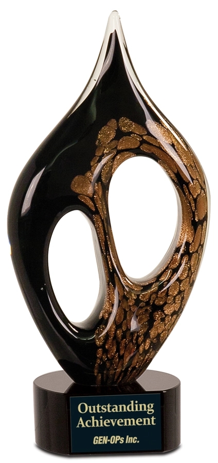 10 1/4" Black/Gold Coral Art Glass 6