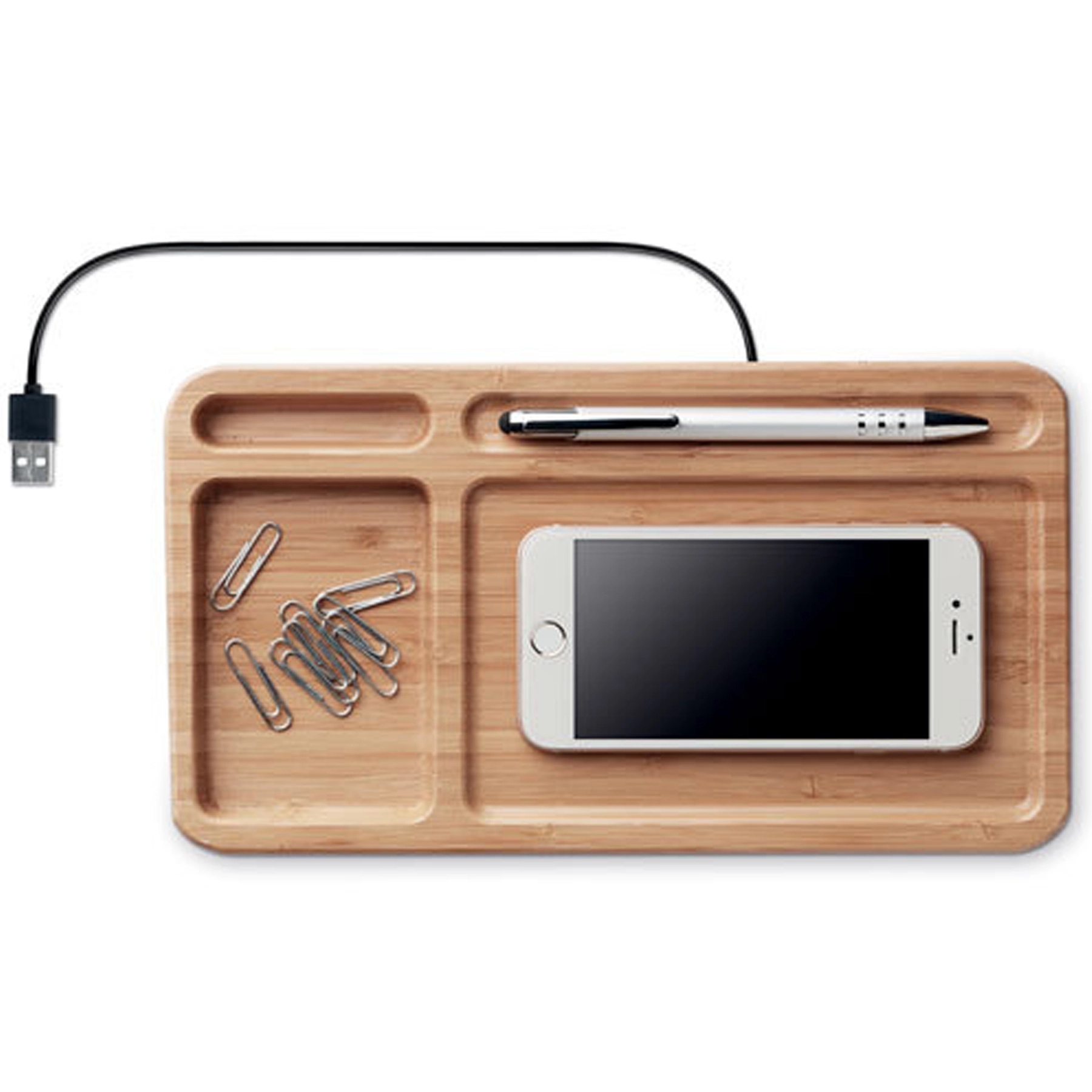 Bamboo Dual Port Power Bank with Wireless Charger 3
