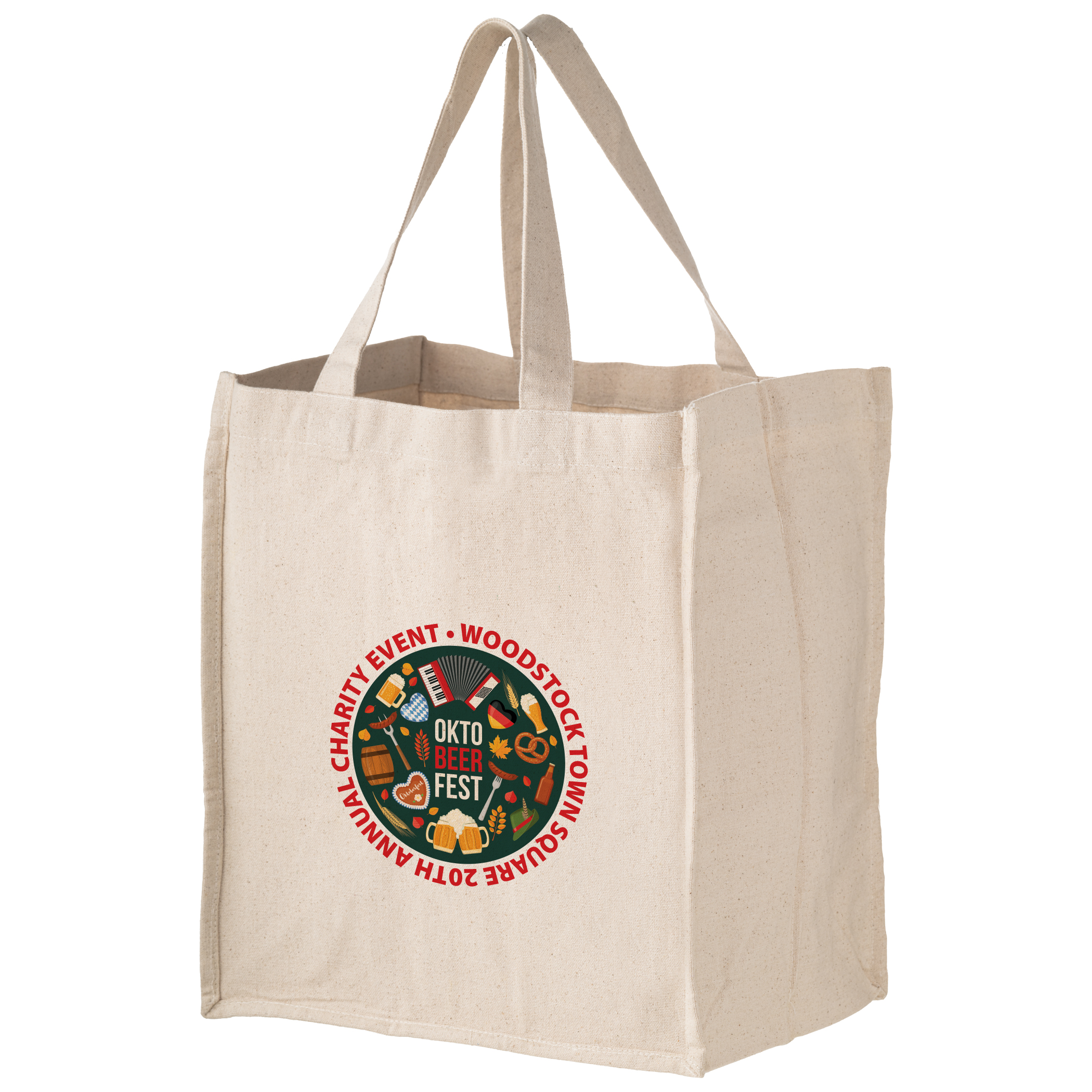 Heavyweight Cotton Canvas Grocery Bag with Bottle Holders, custom tote bag with logo imprint 2
