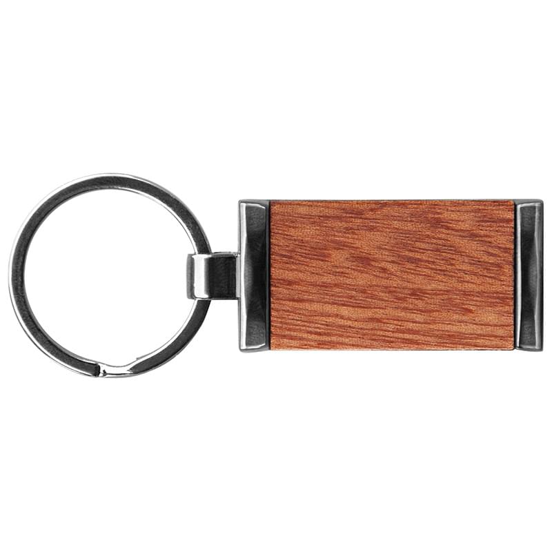 Grafton Gunmetal Wood Rectangular Key Chain 2