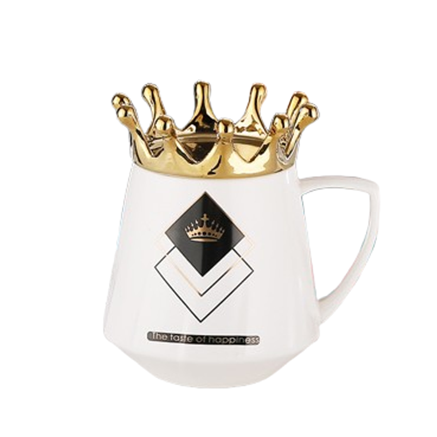 12oz Gold Crown Lid Ceramic Coffee Mug 11