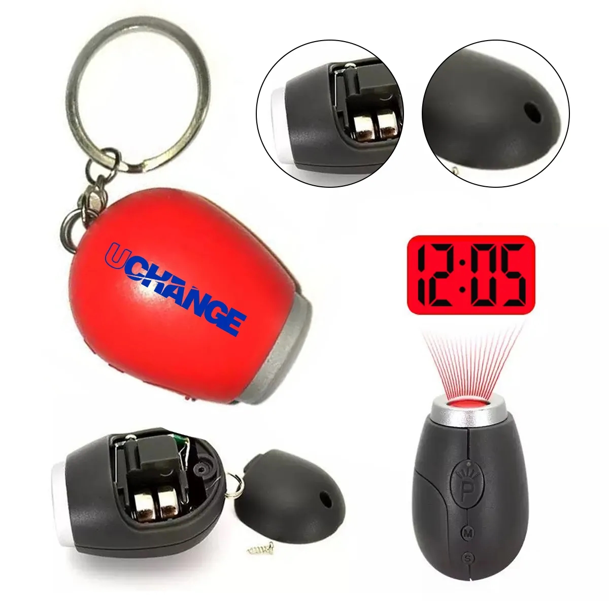 Portable LED Projection Clock Keychain With Time Display 7