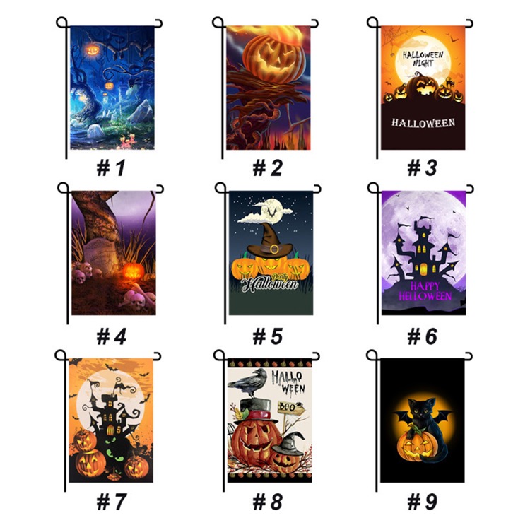 Double linen Halloween garden flag