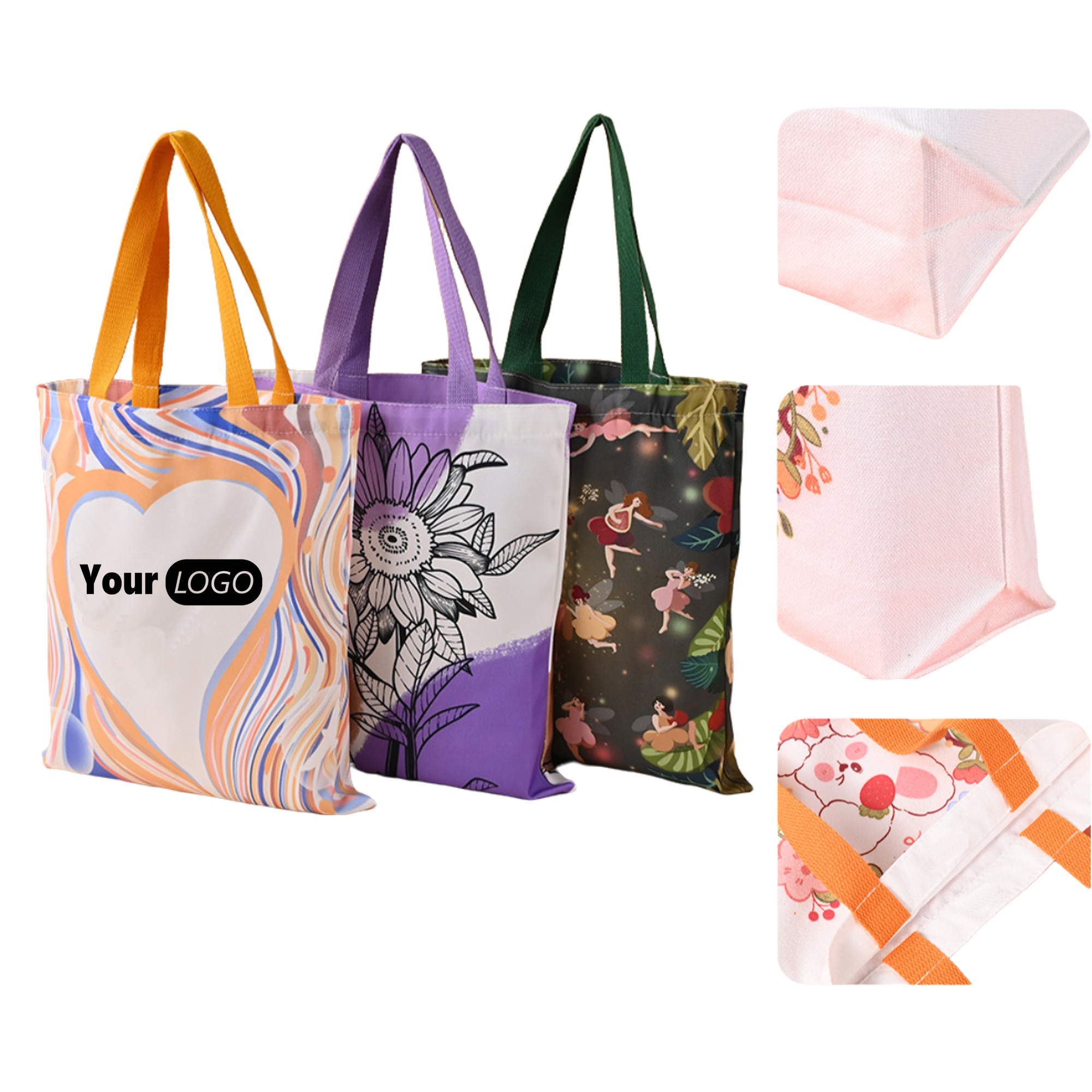 Full Color Reusable Canvas Grocery Tote Bags MOQ30 2