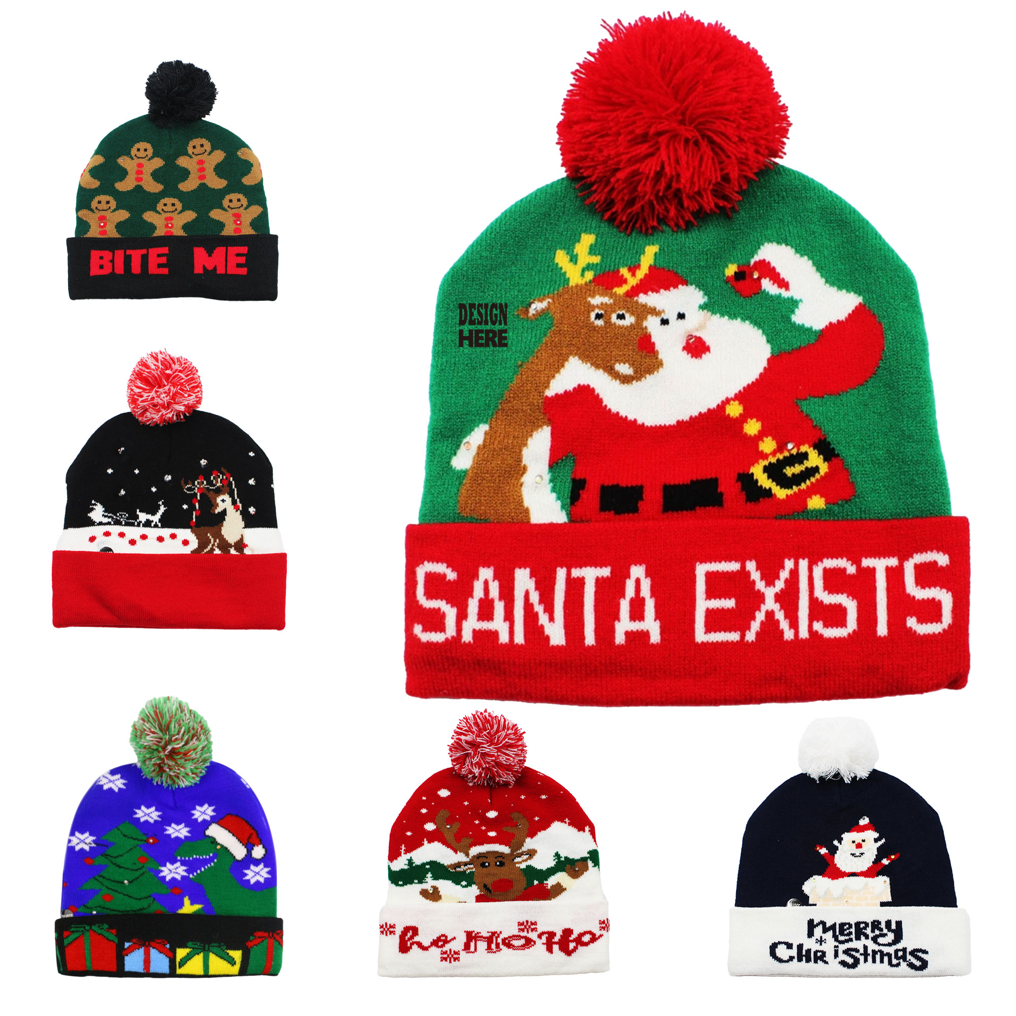 LED Knit Christmas Hat With Pom 3