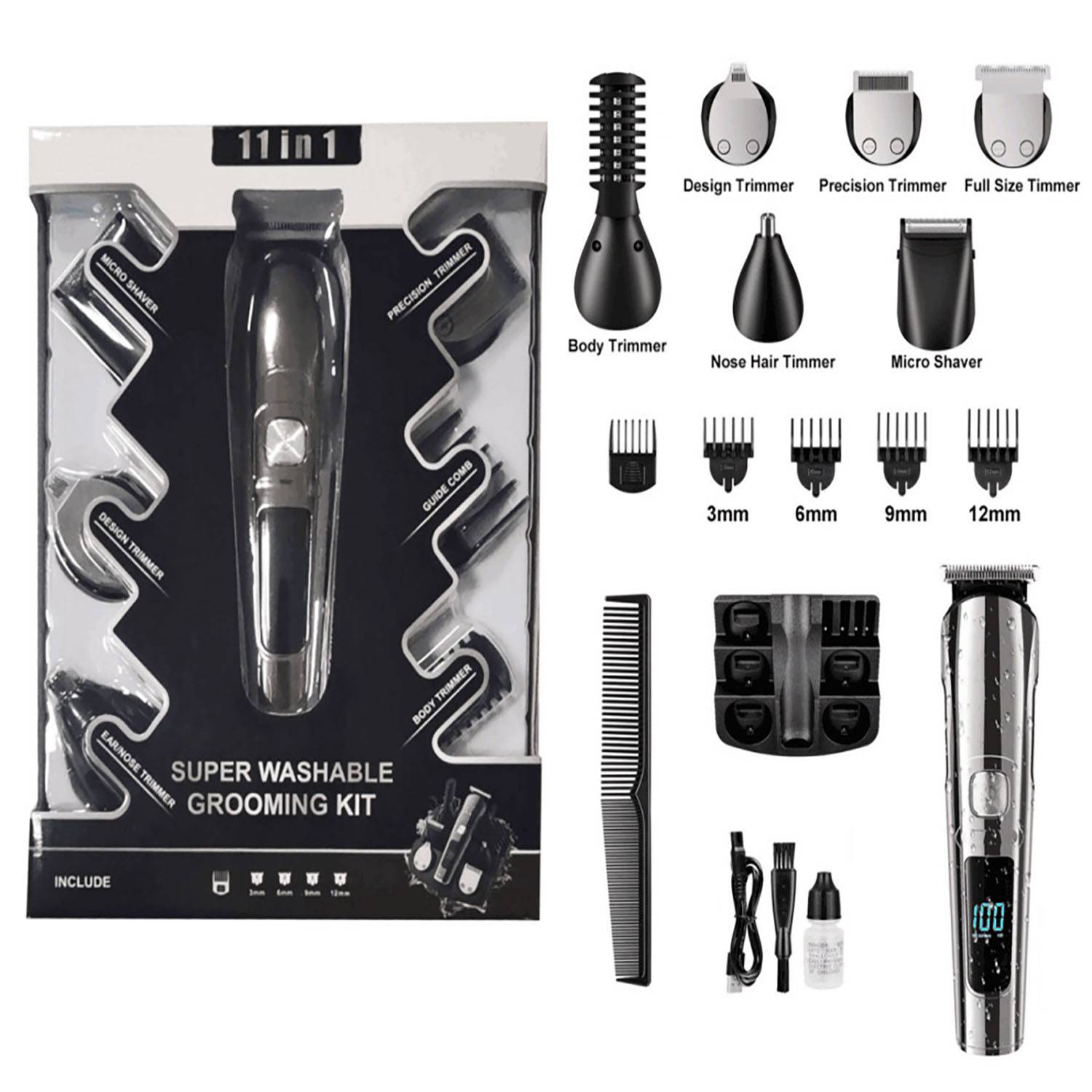Electric Hair And Beard Trimmer Set 3