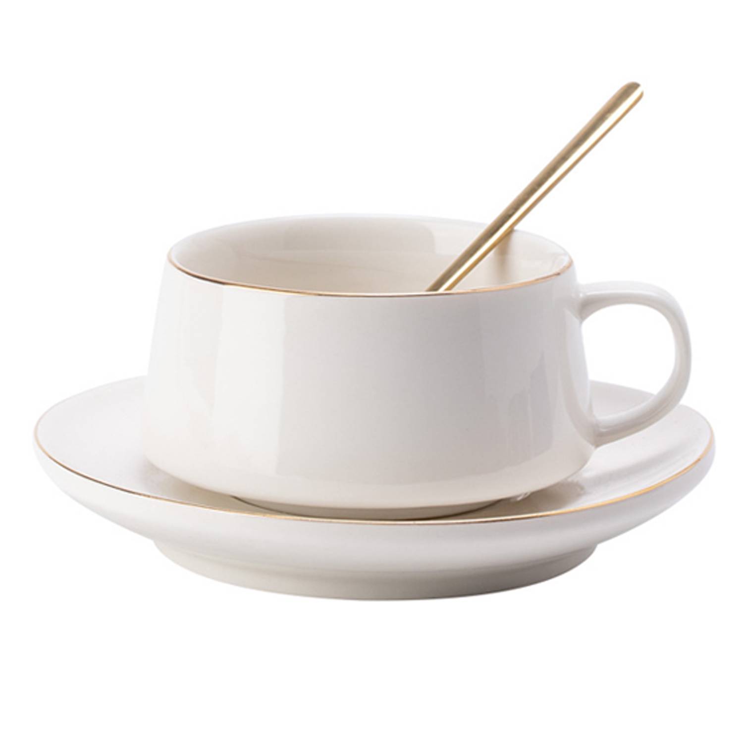 10oz Ceramic Coffee Mug Set w/ Spoon 1