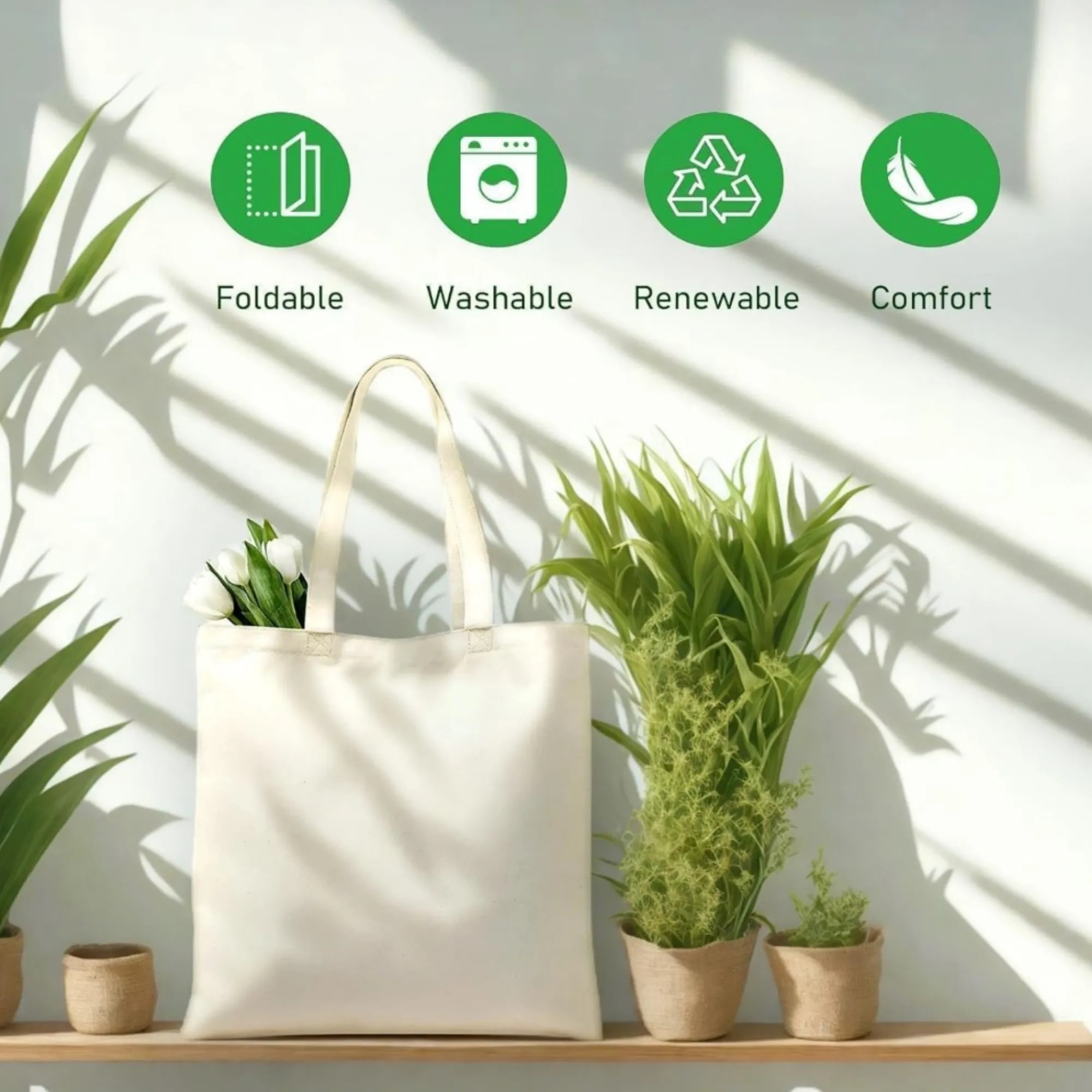 Eco Friendly Reusable Canvas Tote Bag With Pocket, custom tote bag with logo imprint 3