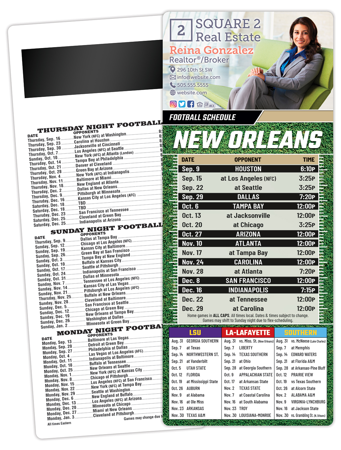 Football Schedule Laminated Card/Postcard with Magnet Strip 3.5x8.5 - 14 pt. 1