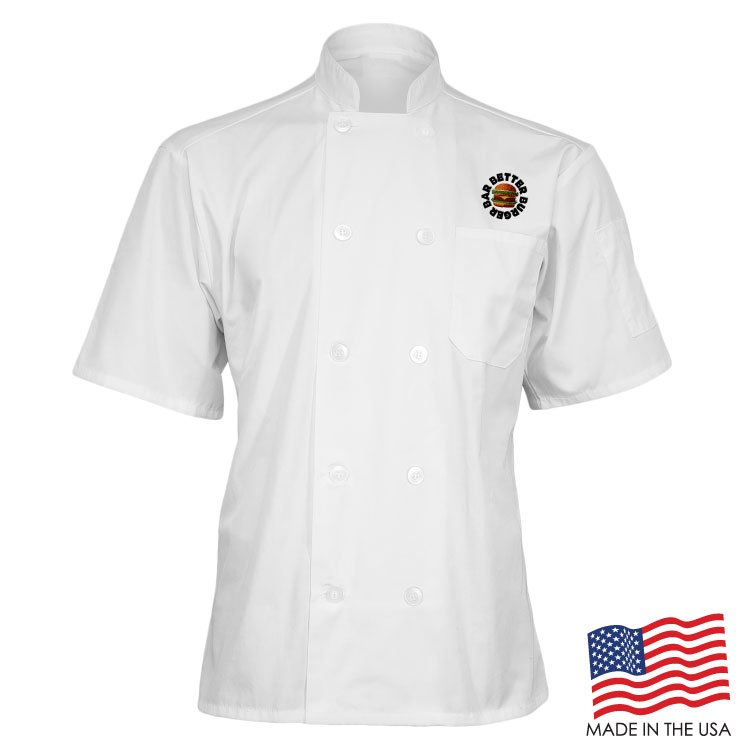 Mesh Back Chef Coat with Short Sleeves (EMBROIDERED LOGO) 6