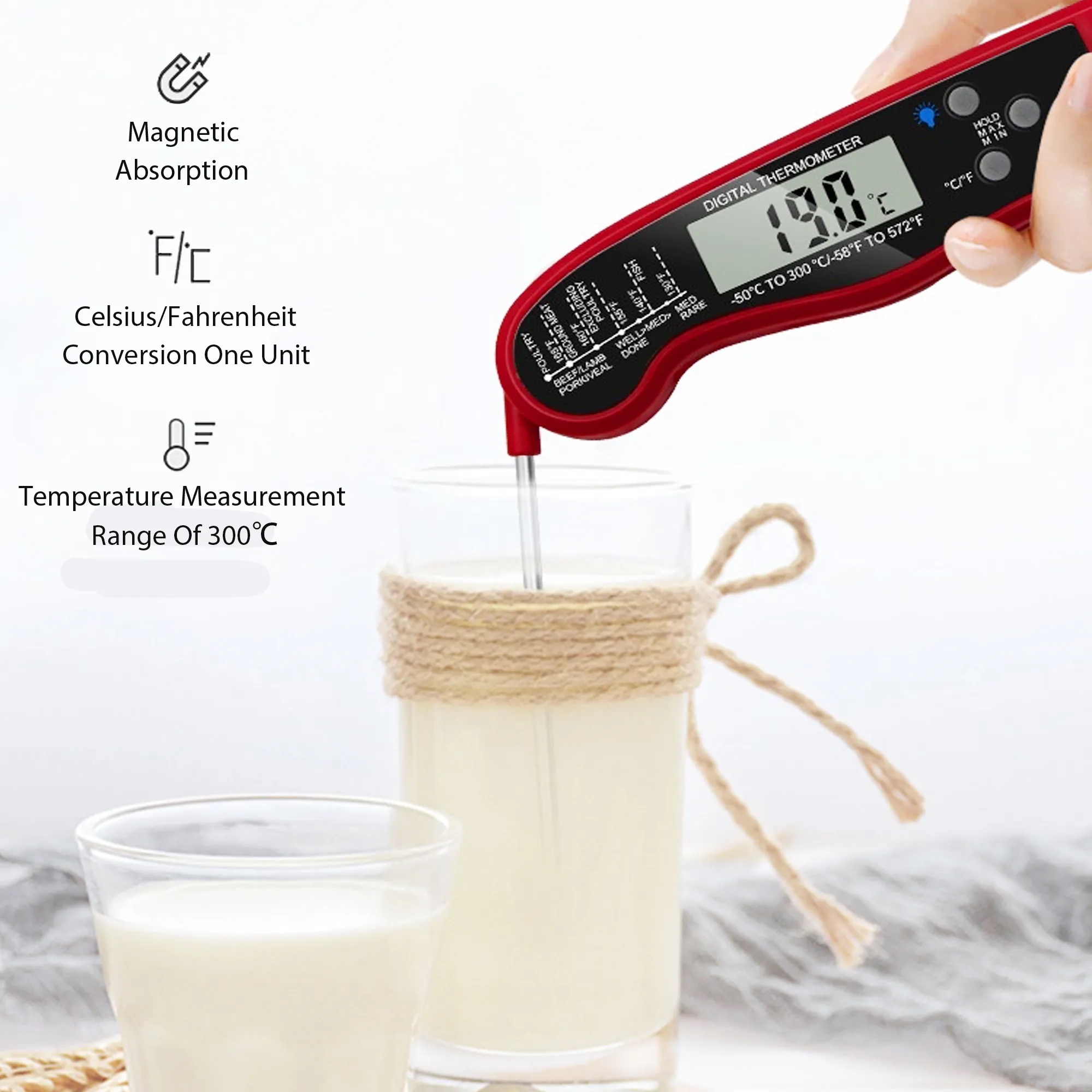 Foldable Digital Meat Thermometer With LCD Display 9
