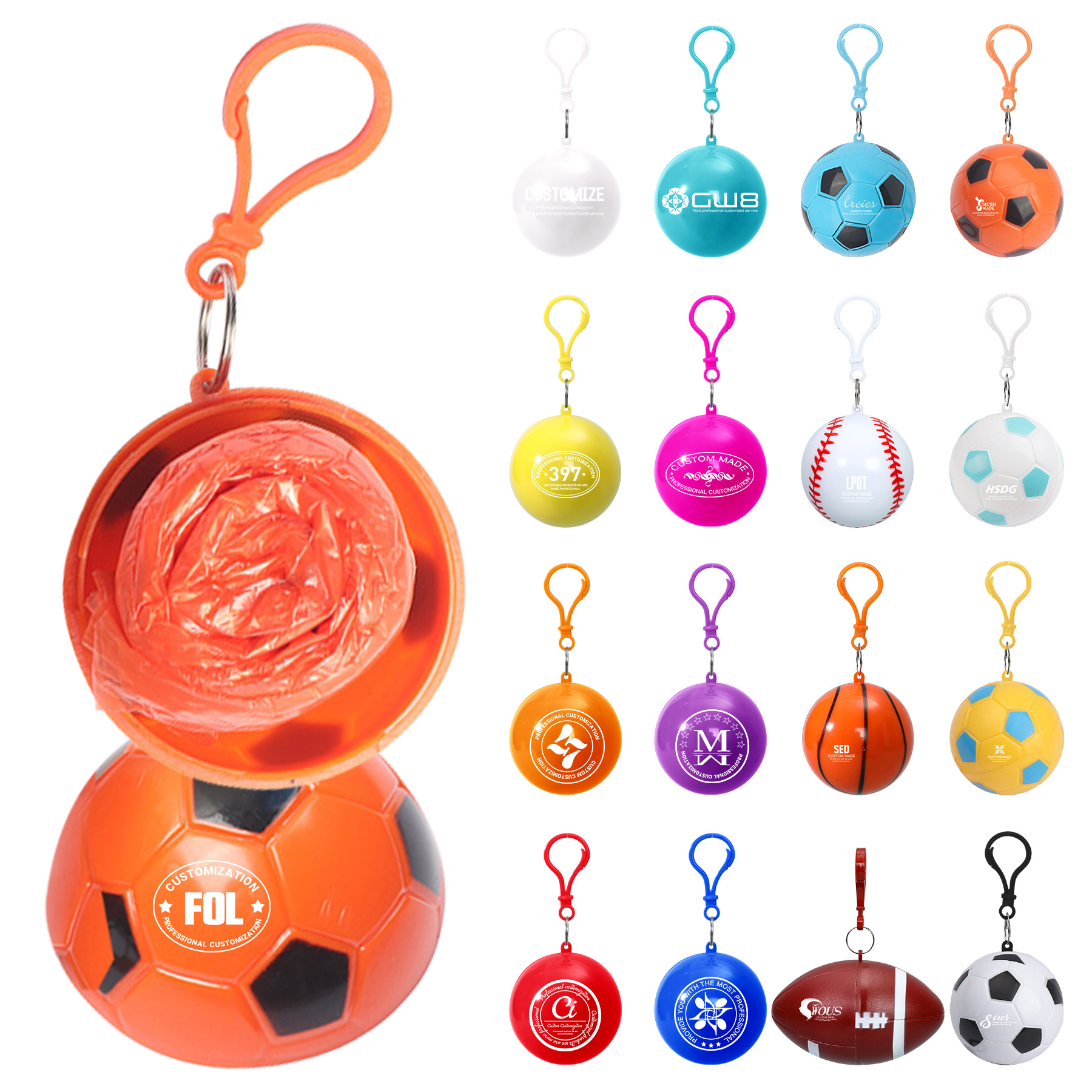 Disposable Raincoat With Ball Key Chain 24