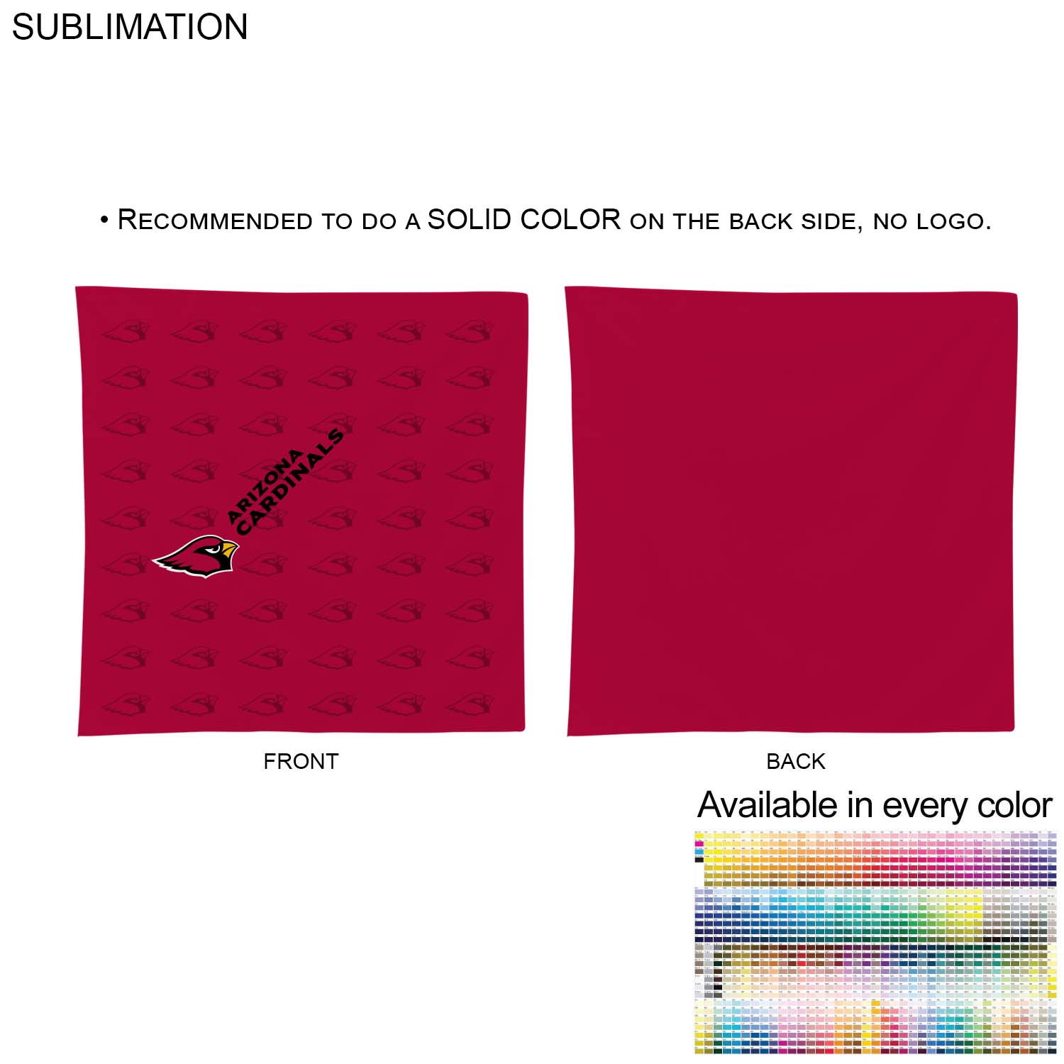 Double Sided Sublimated Bandana, 22x22, Sublimated Edge to Edge 2 sides 7