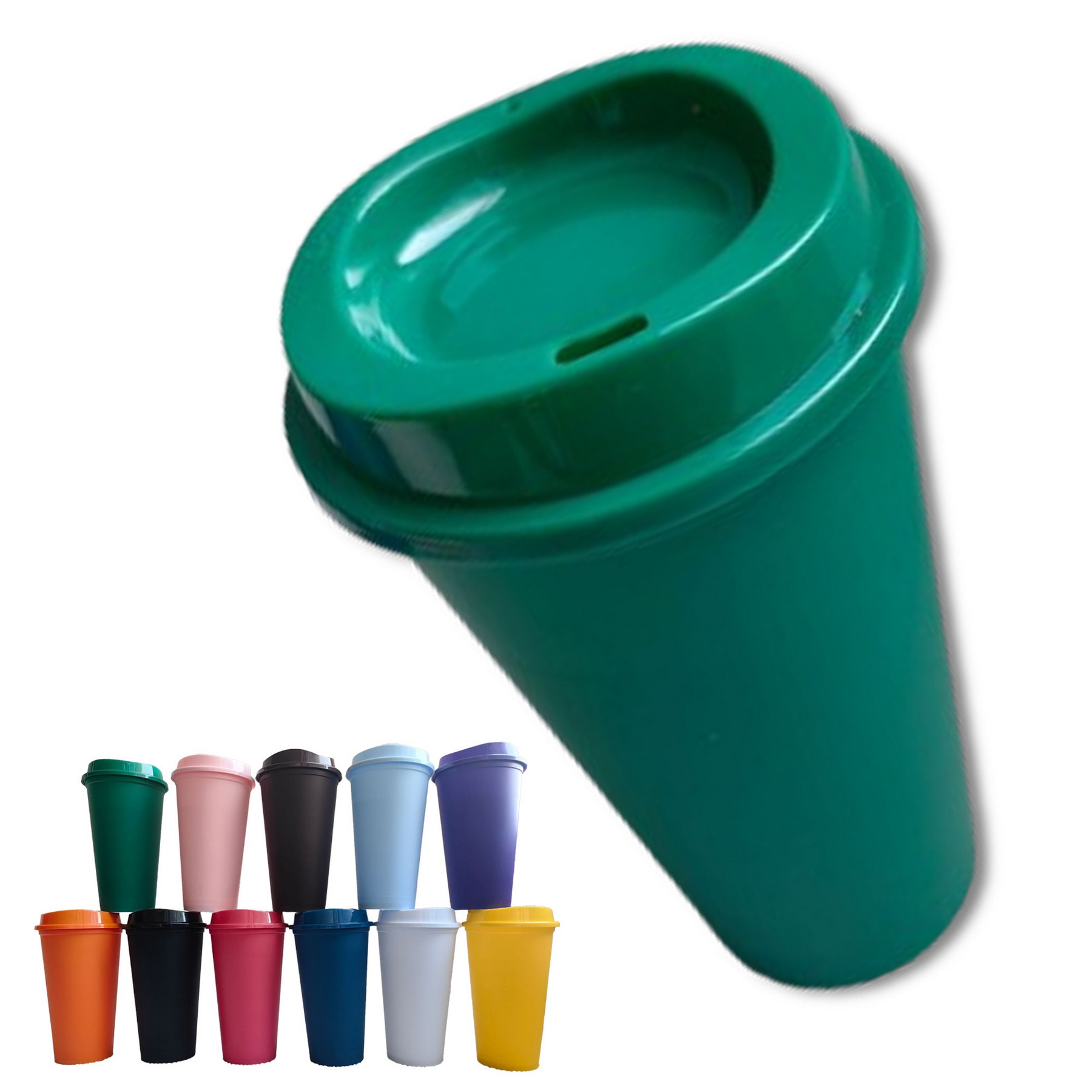 Reusable Coffee Cups with Lids 16 oz Plastic Tumblers 10