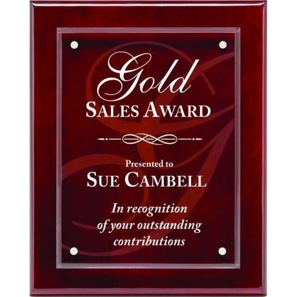 Rosewood Piano Finish Floating Acrylic Plaque - Large 1