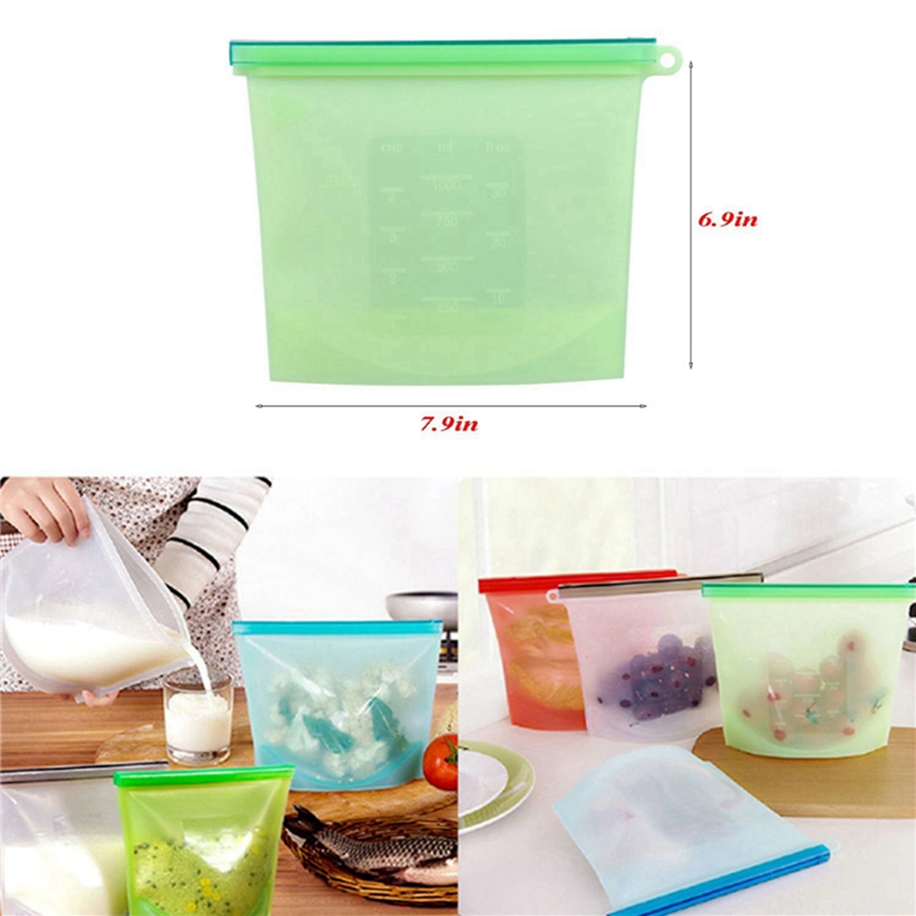 Waterproof Reusable Silicone Food Storage Bag 5