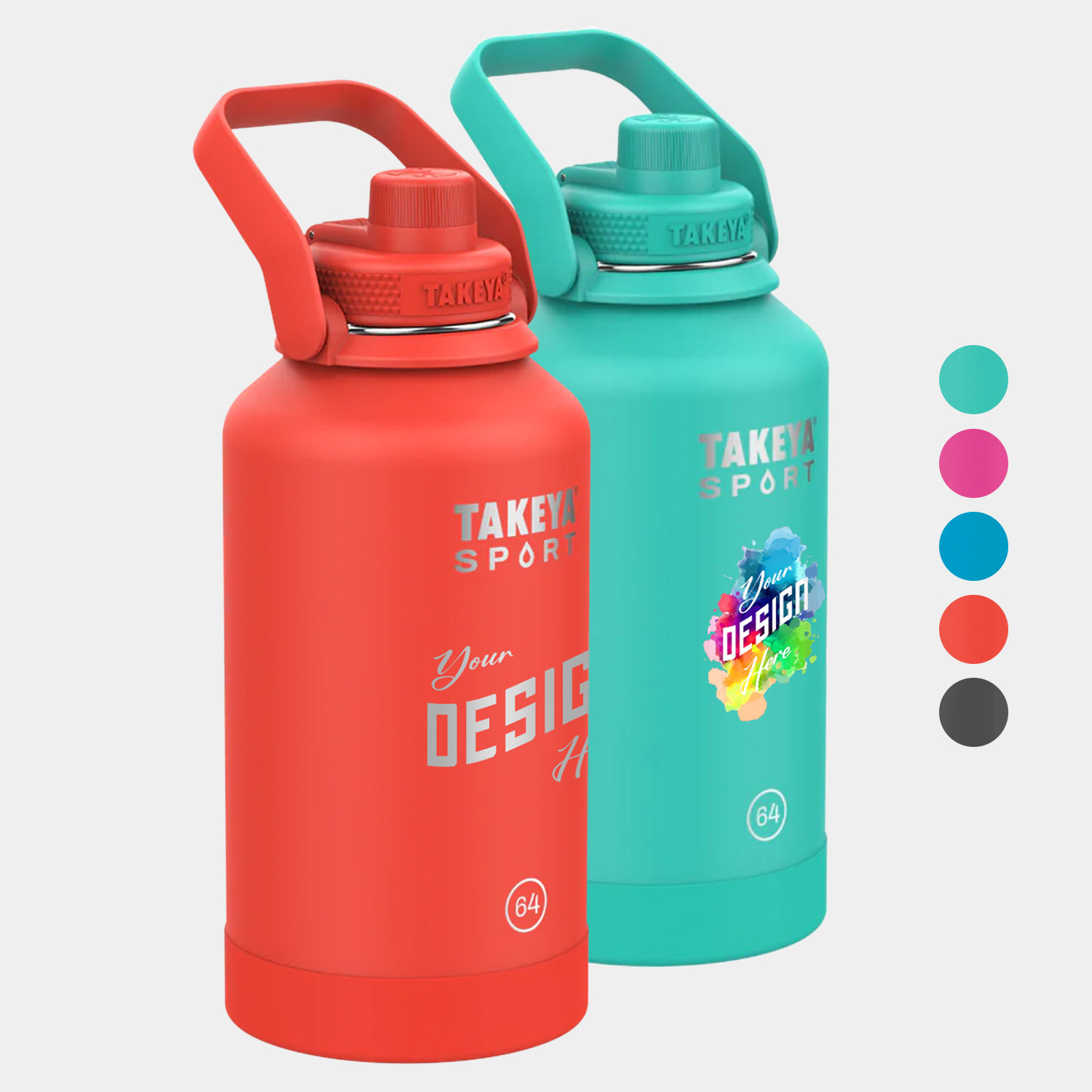 64 oz Takeya® Stainless Steel Insulated Sport Water Bottle w/ Spout Lid, custom water bottle with logo imprint 2