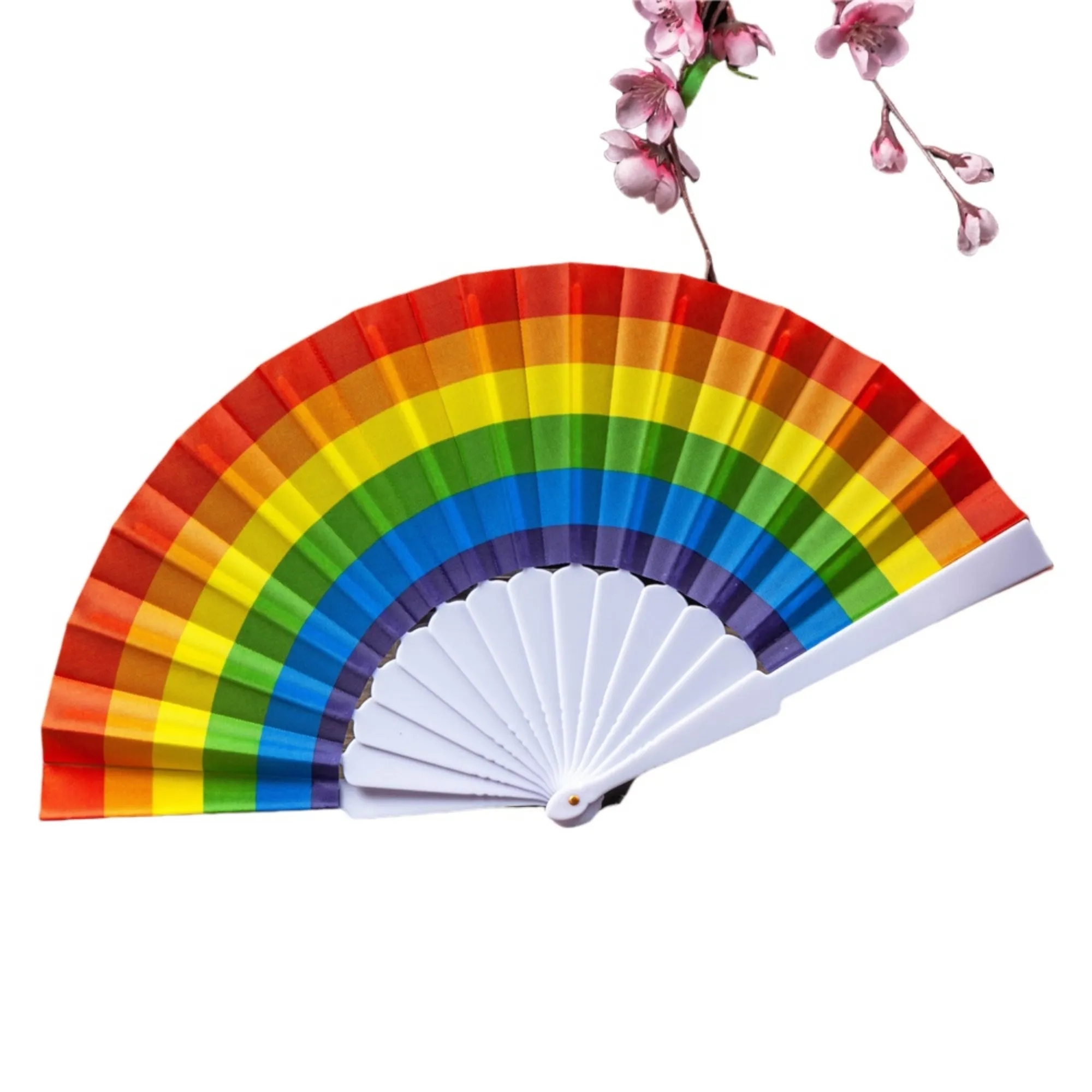 Rainbow Plastic Folding Fan 8