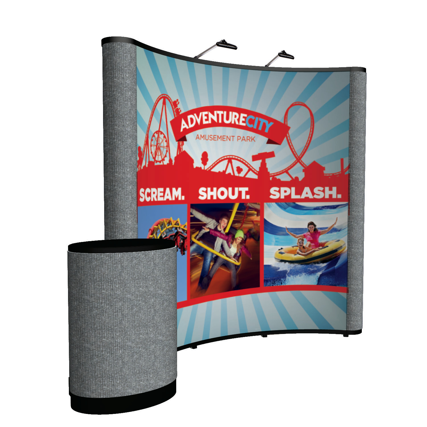8' Curved Show 'N Rise Floor Display Kit (Mural with Fabric Ends) 2