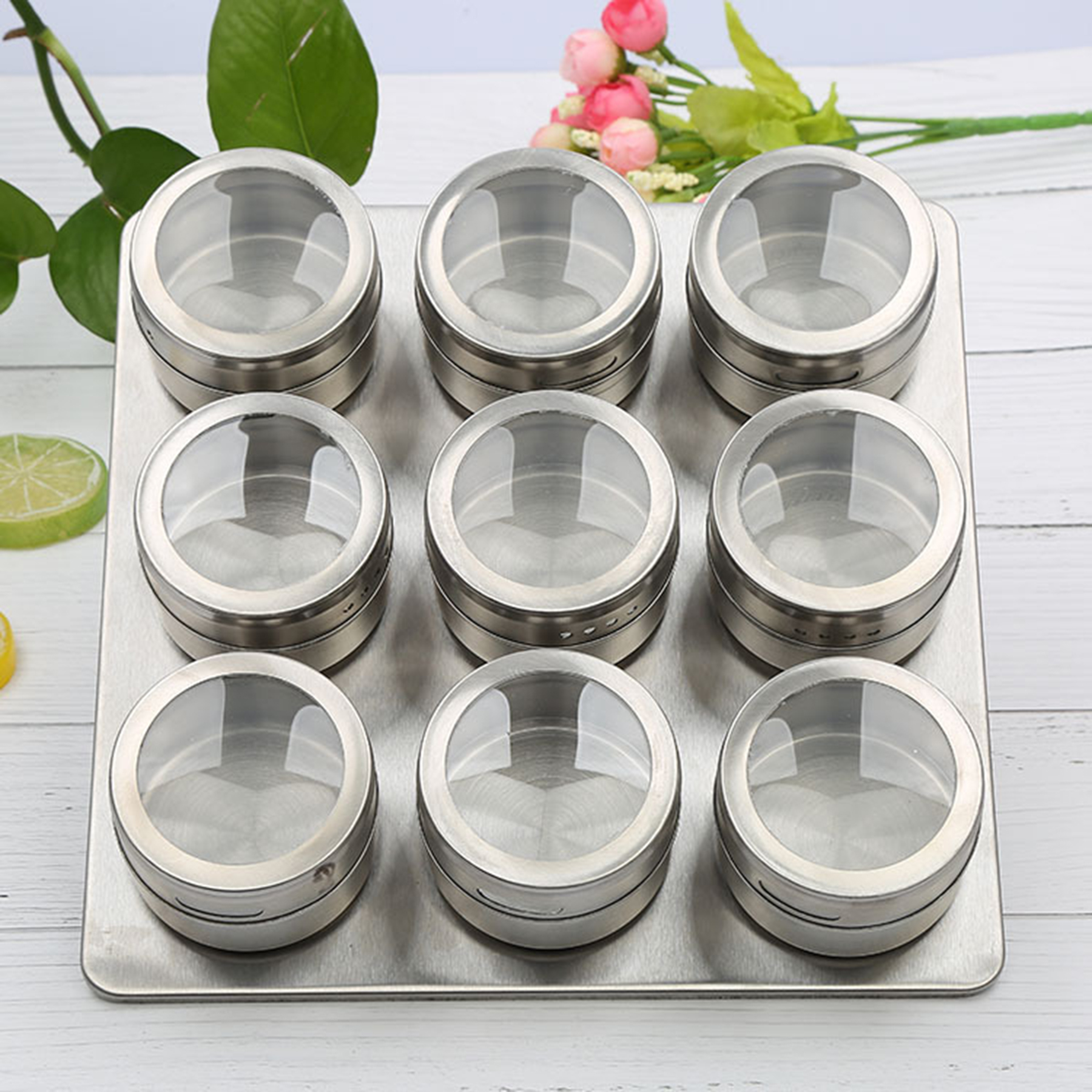 Magnetic Stainless Steel Seasoning Jar Salt Pepper Shaker 2