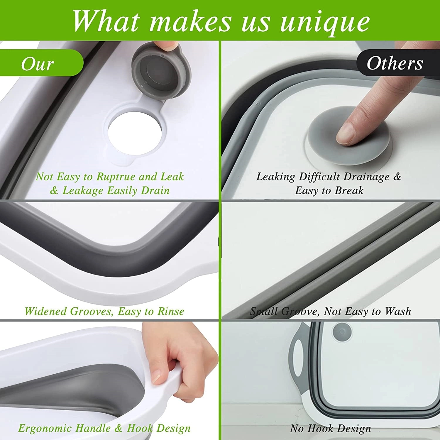 3 in 1 Collapsible Cutting Board, Washing Drain and Storage 4