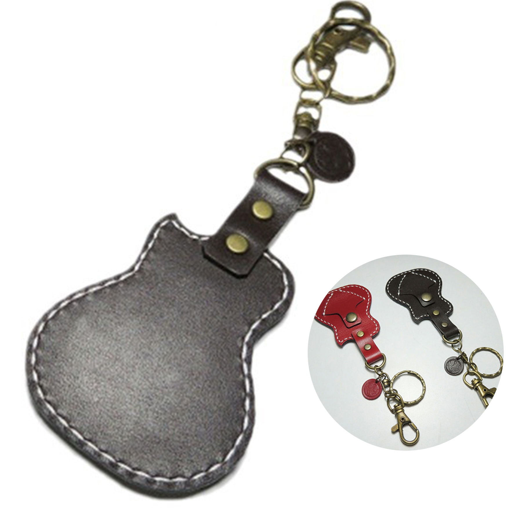 Leather Guitar Shaped Key Chain 2
