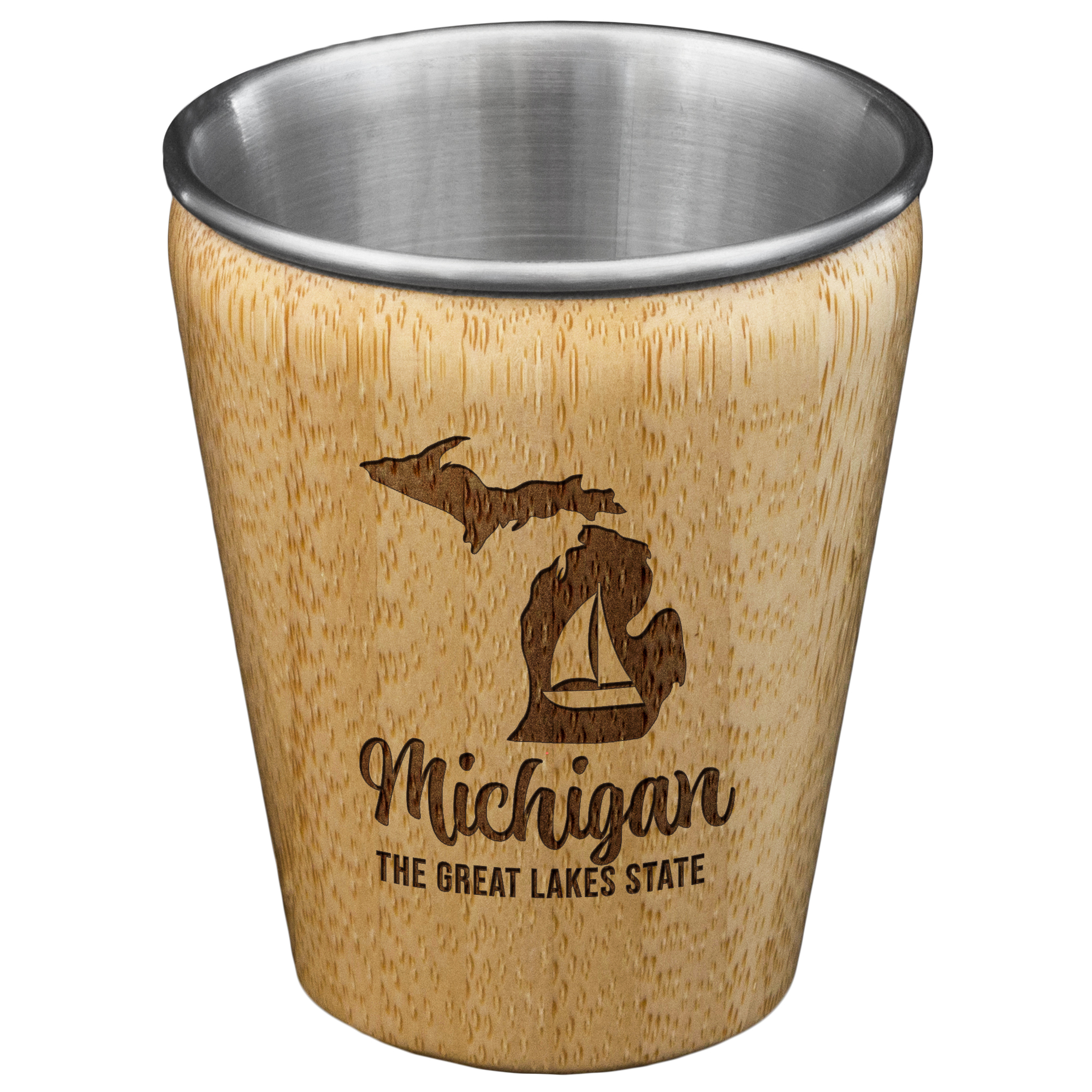 Michigan State Bamboo and Stainless Steel Shot Glass
