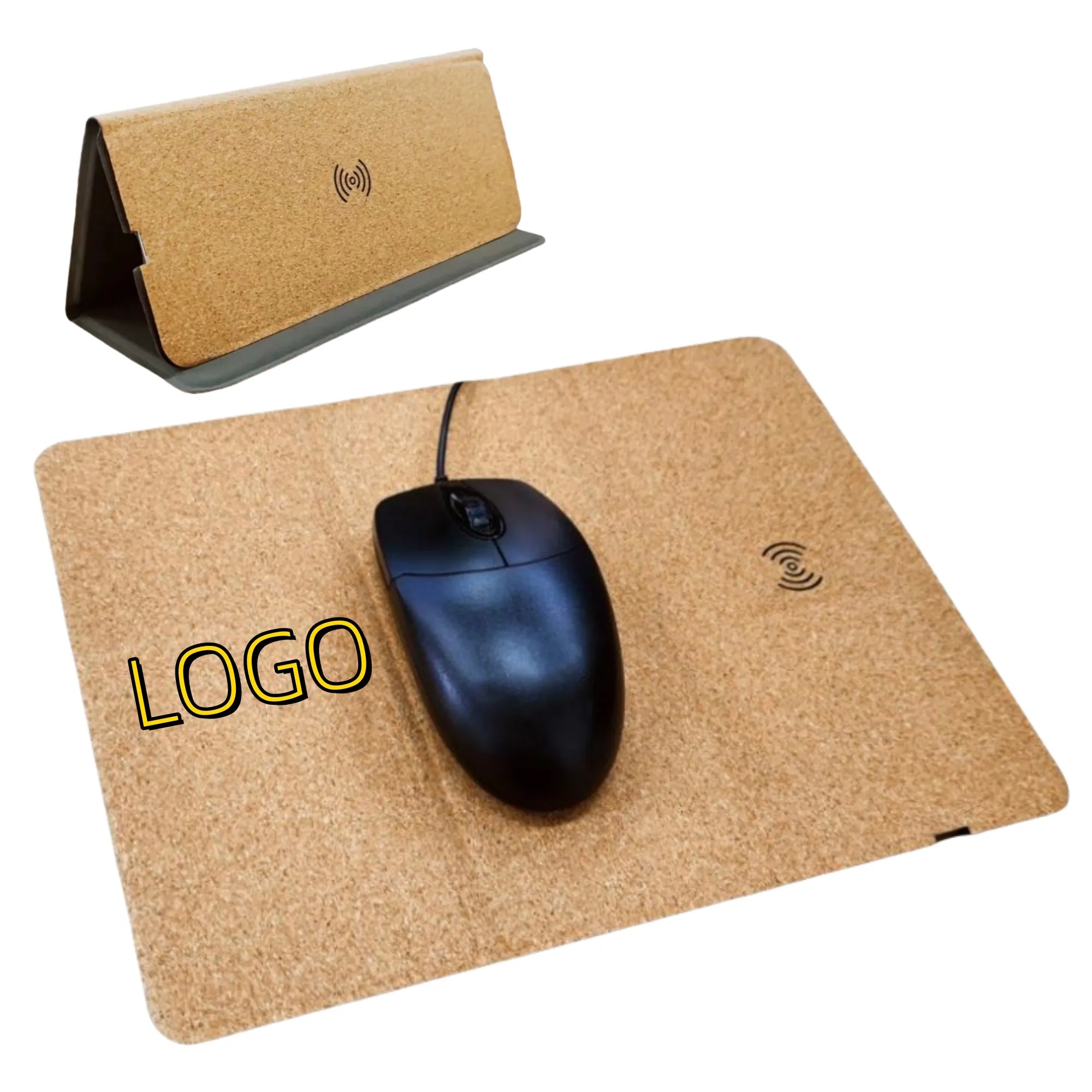 3-Fold Cork Mouse Pad With Wireless Fast Charging 4