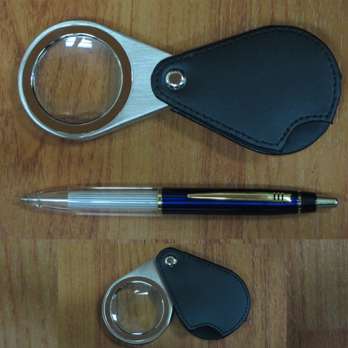 Executive Magnifing Glass w/ Black Genuine Leather Case 2