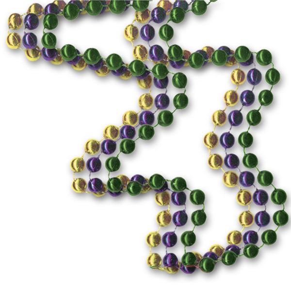 7.5 Mm Bead Necklace (Mardi Gras Colors)