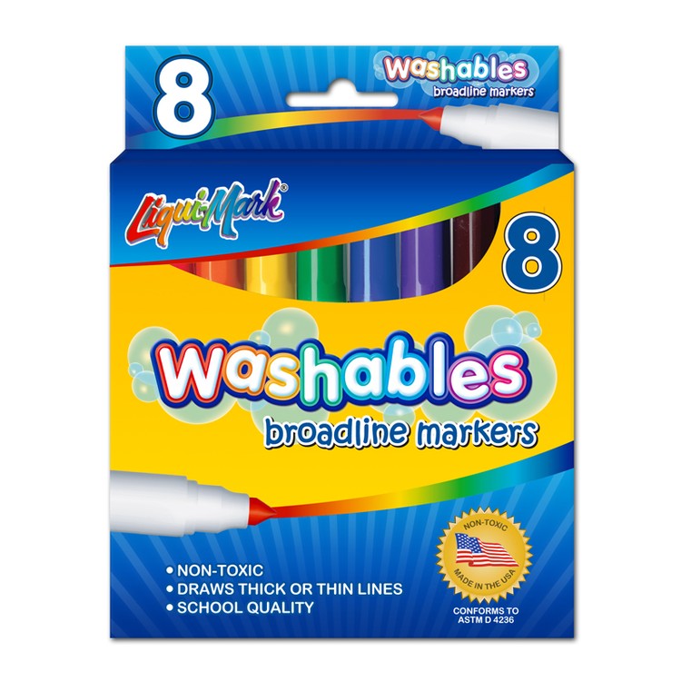 8pk Washable Broadline Markers- Assorted Colors - USA Union Made