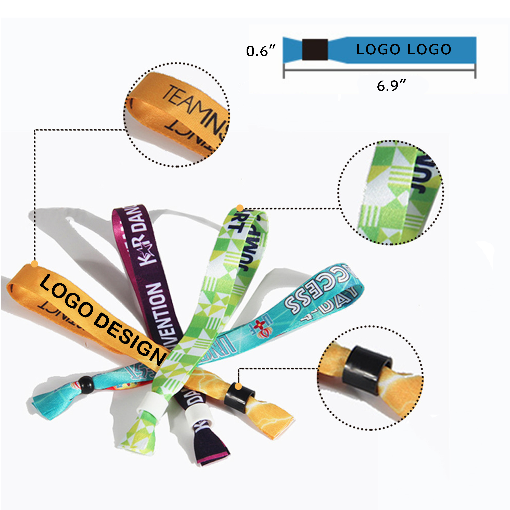 MOQ 50 Custom Satin Event Wristbands in Bulk 1