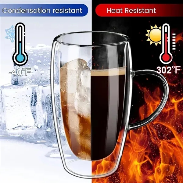 Double Walled Coffee Glass with Handle 15 oz Capacity 4